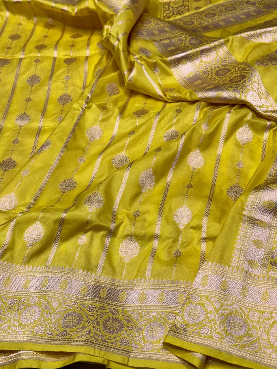 Yellow Banarasi Pure Katan Silk Saree