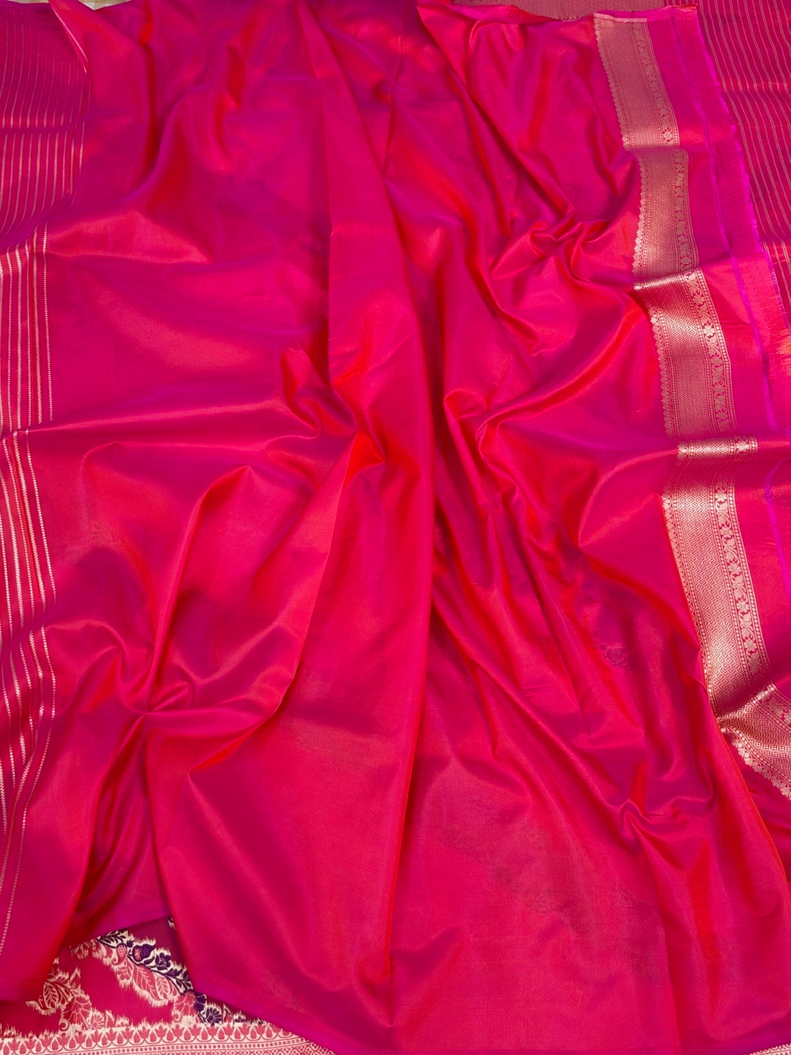 Rani Pink Rangkaat Banarasi Pure Katan Silk Saree