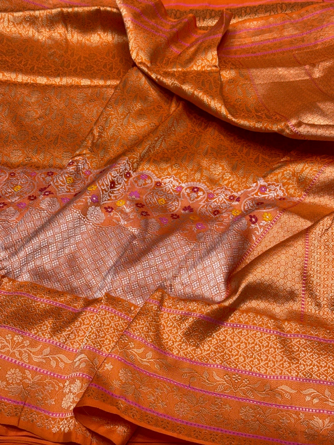 Orange Handwoven Pure Banarasi Silk Saree