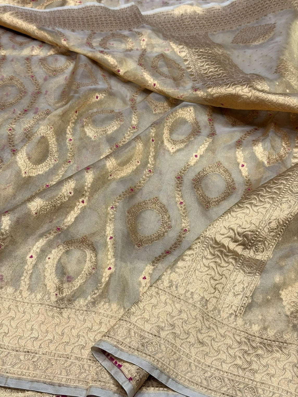 Champagne Gold Pure Banarasi Tissue Silk Saree