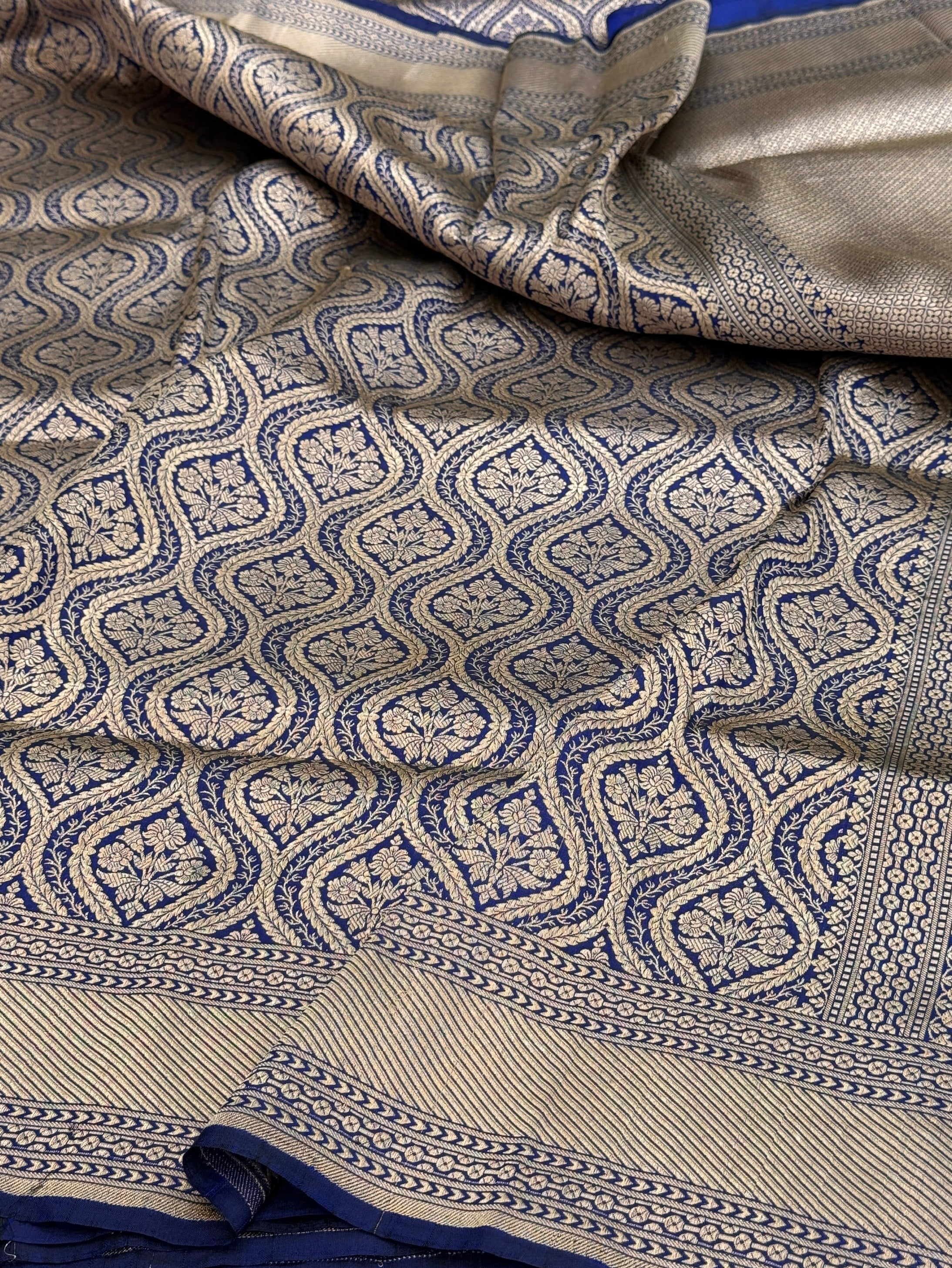 Royal Blue Pure Banarasi Brocade Silk Saree