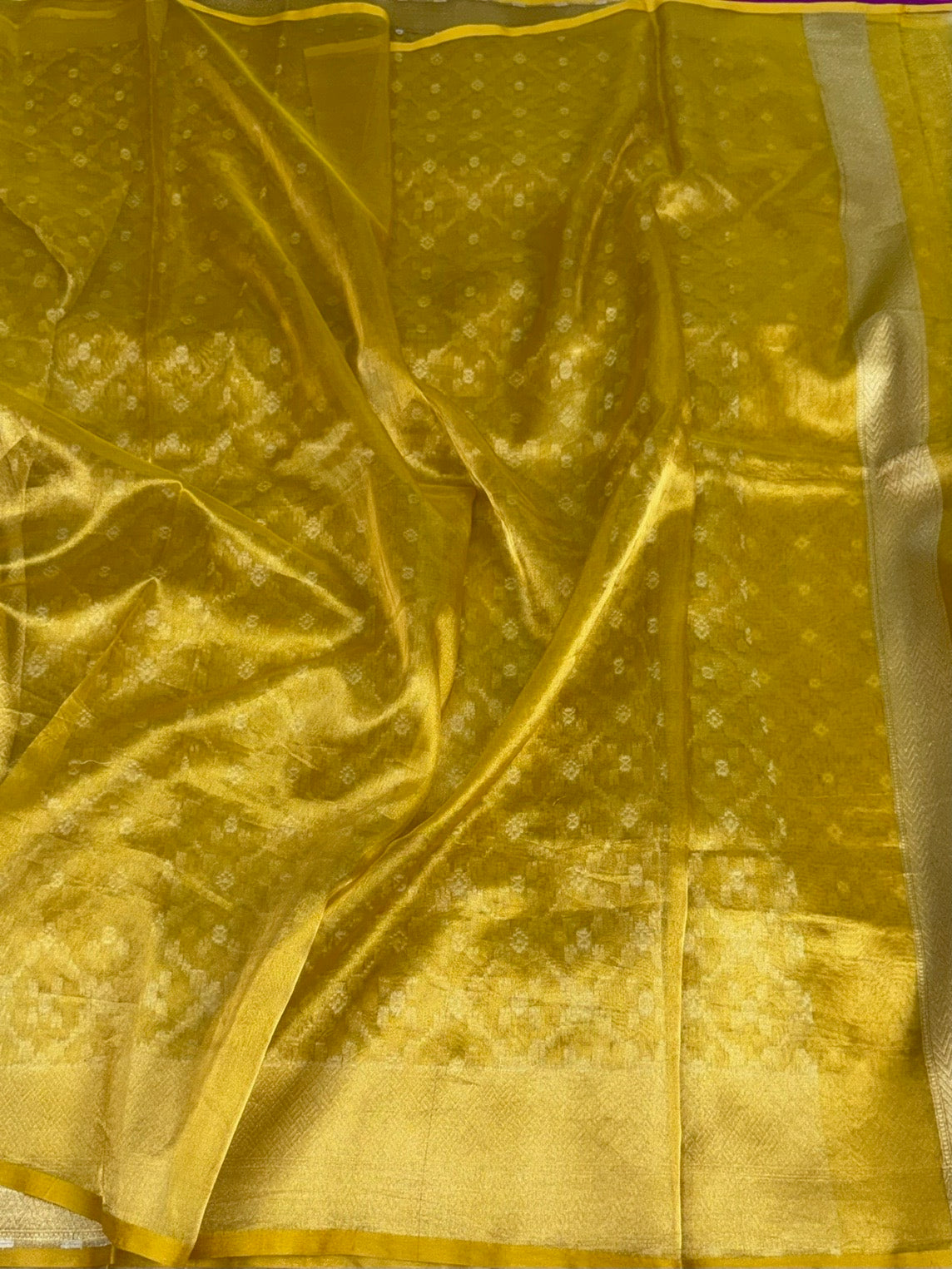 Gold Banarasi Pure Kora Tissue Silk Saree