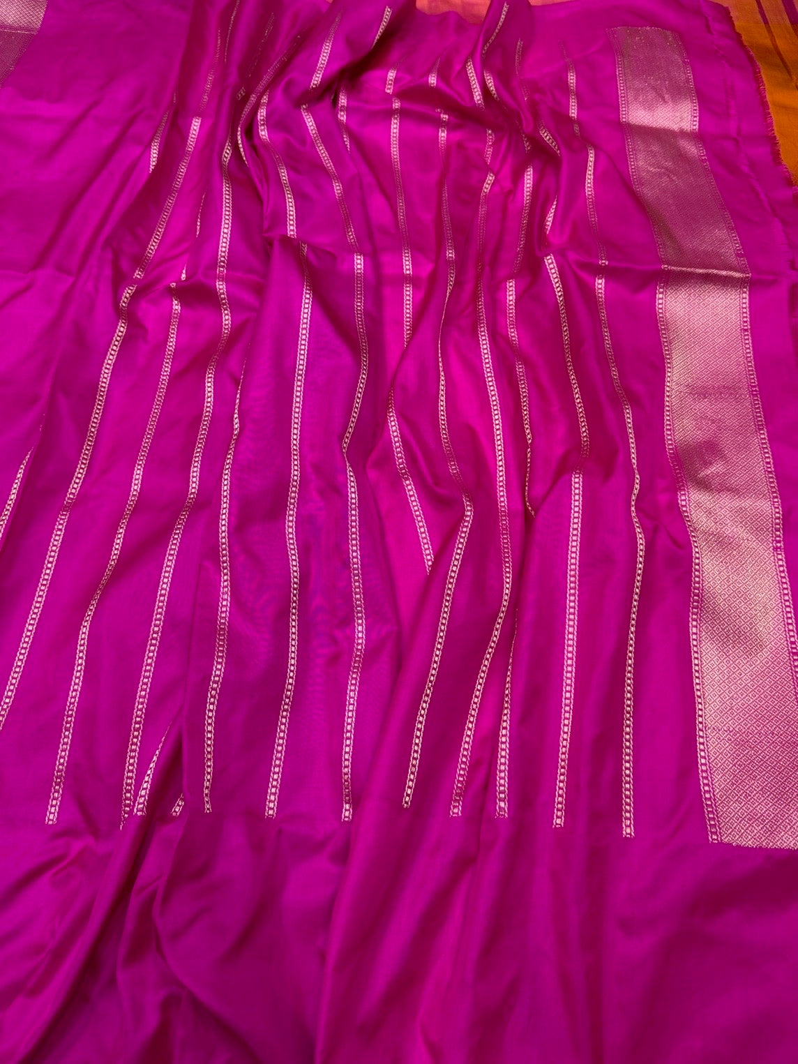 Orange/pink Handwoven Pure Banarasi Ektara Silk Saree