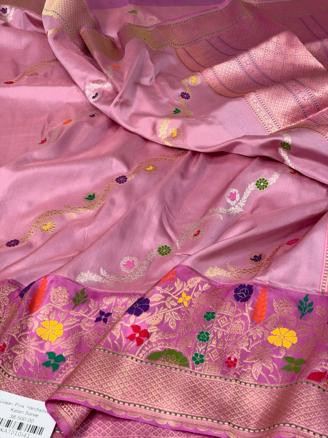 Gajiri Pink Handwoven Pure Banarasi Ektara Silk Saree