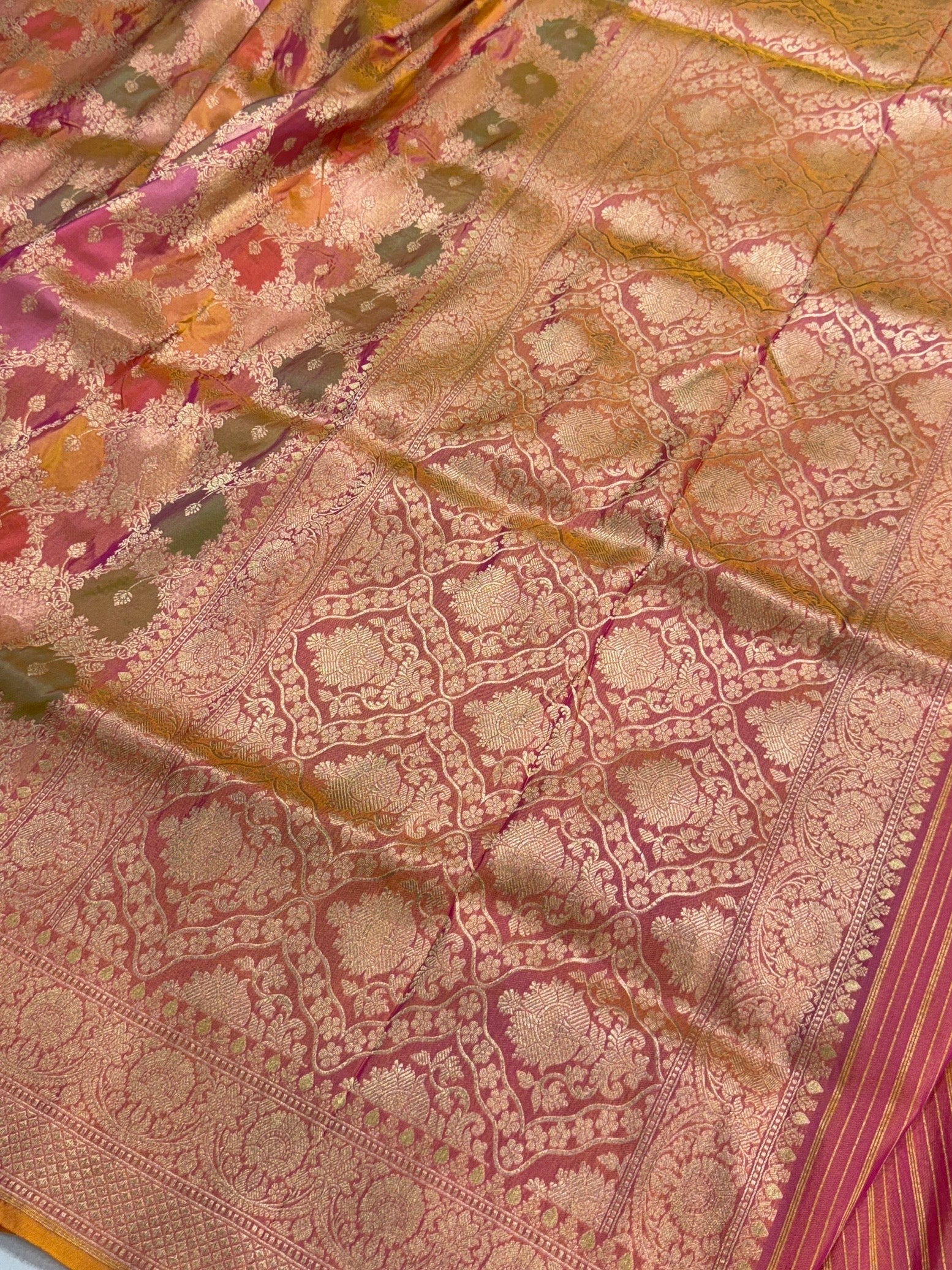 Multicolour Banarasi Pure Silk Saree β Cutwork Weave in 100% Pure Katan Silk