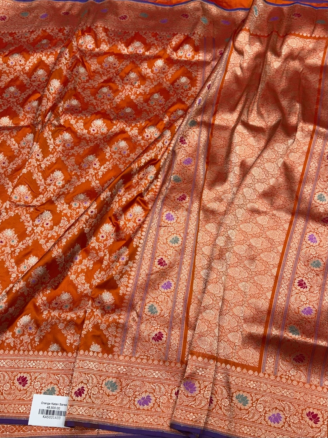 Burnt Orange Handwoven Pure Banarasi Silk Saree