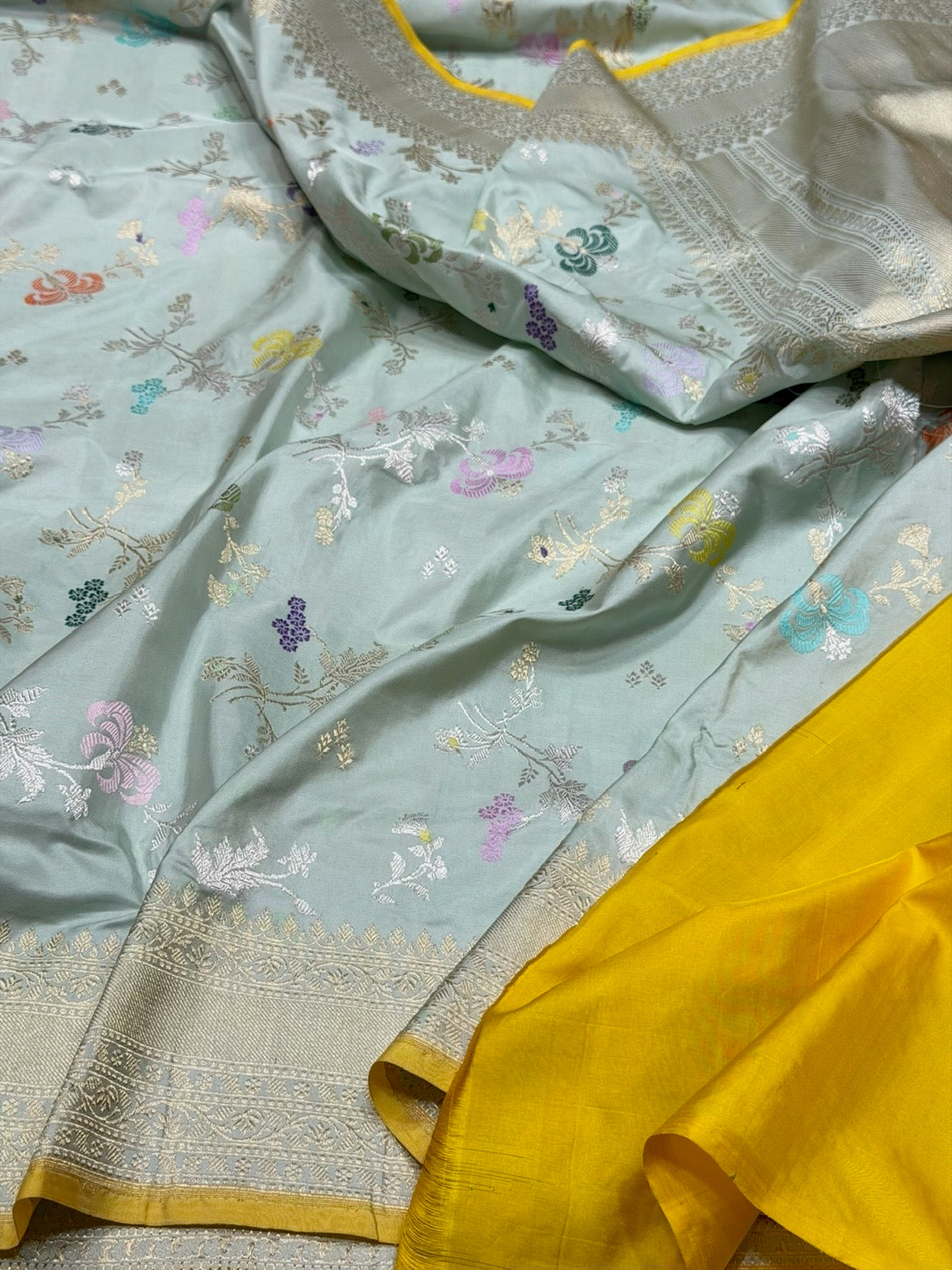 Powder Blue Handwoven Banarasi Silk Saree