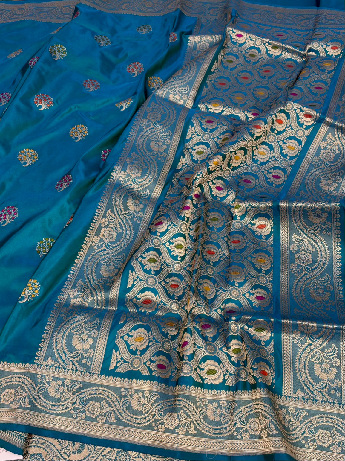 Sky Blue Handwoven Pure Banarasi Katan Silk Saree
