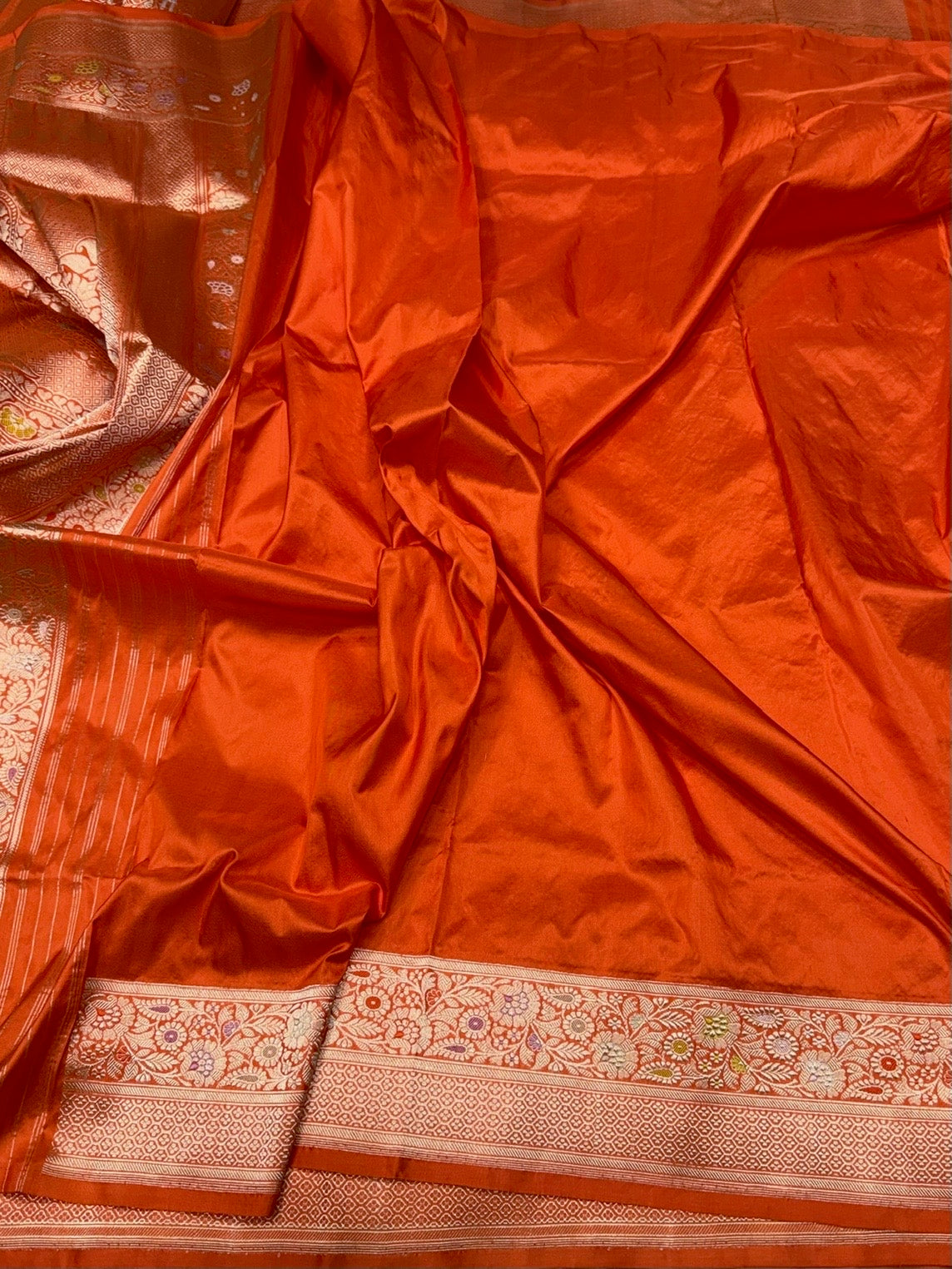 Orange Handwoven Pure Banarasi Silk Saree