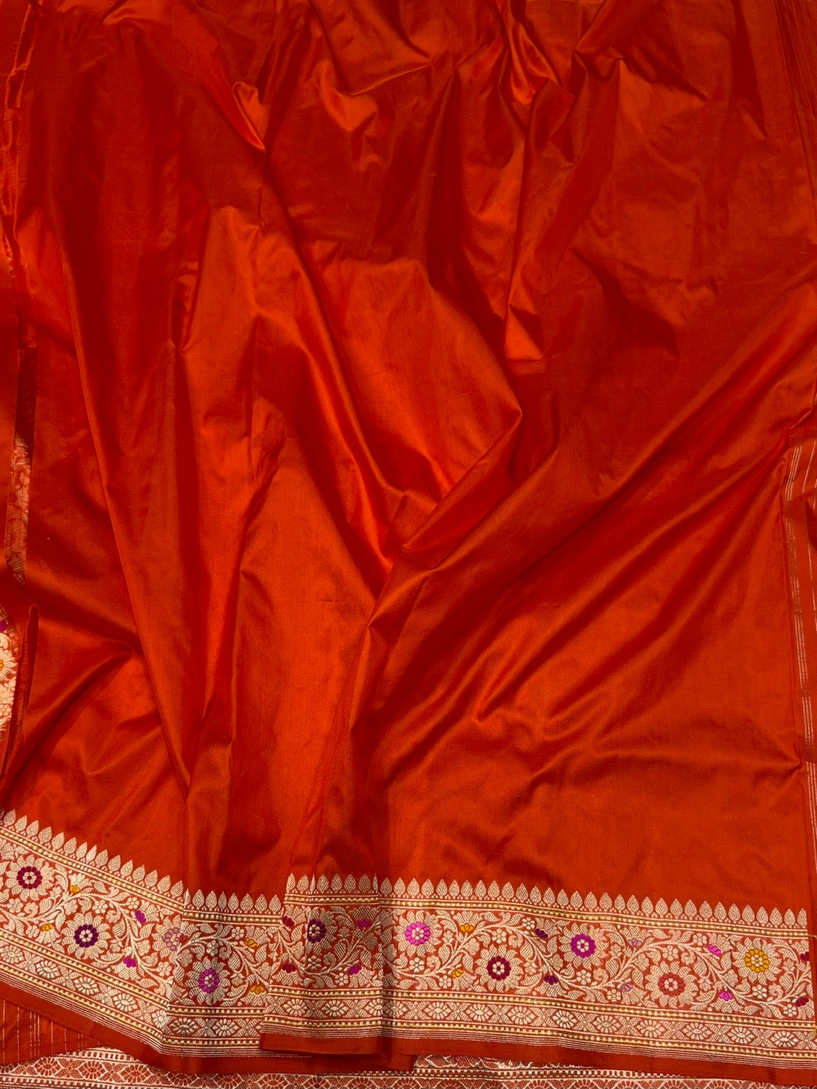 Orange Handwoven Pure Banarasi Silk Saree
