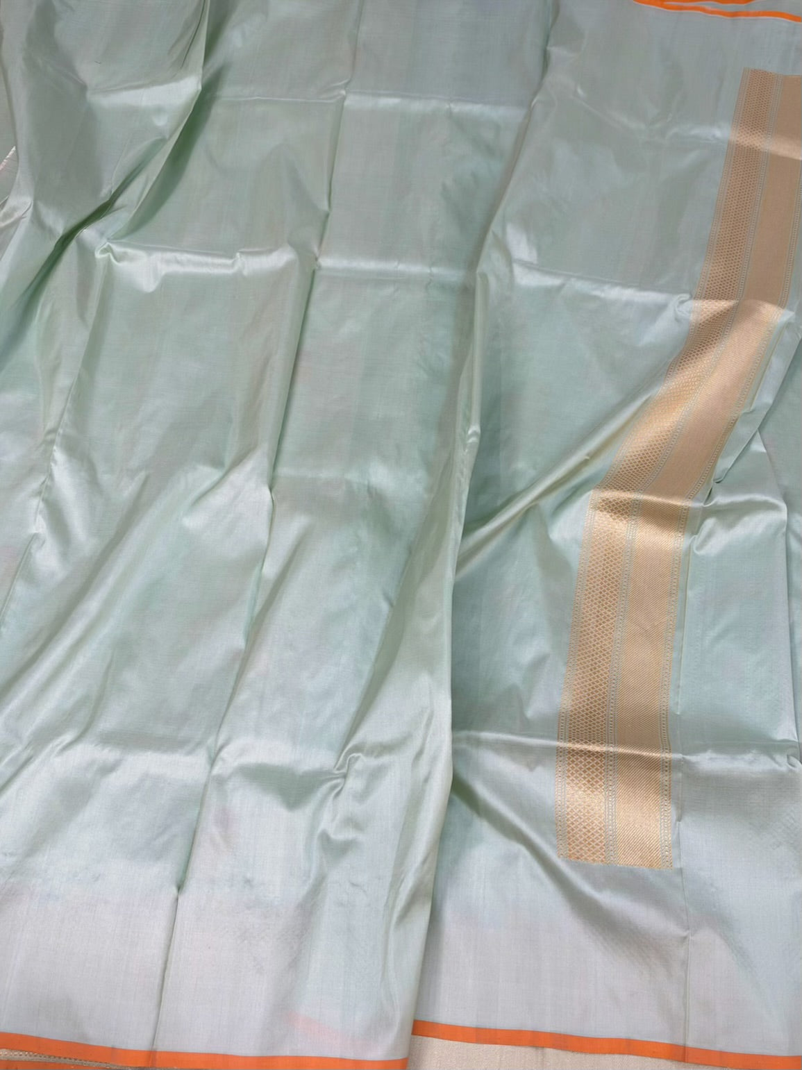 Powder Blue Handwoven Pure Banarasi Katan Silk Saree