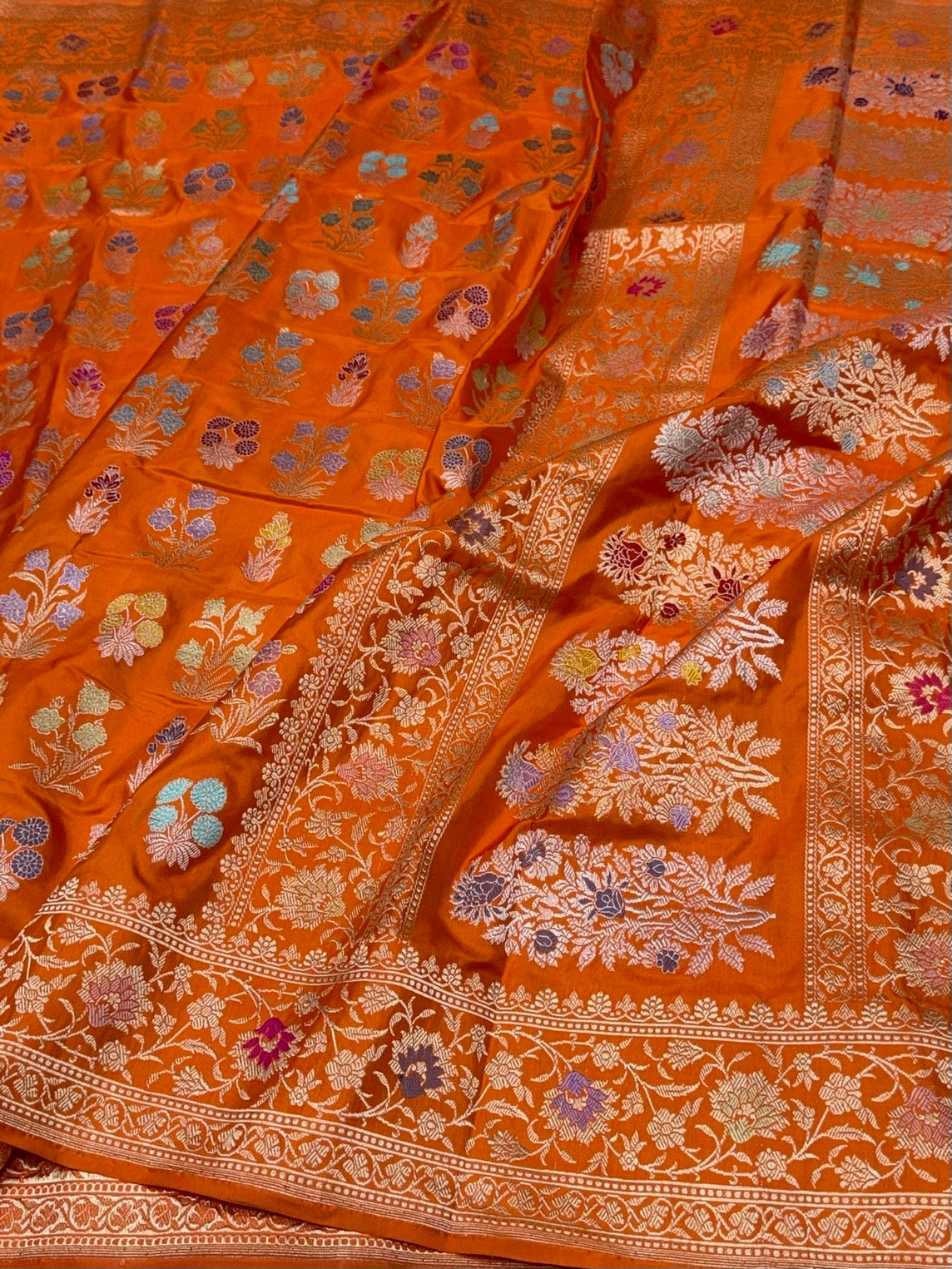 Orange Handwoven Pure Banarasi Silk Saree