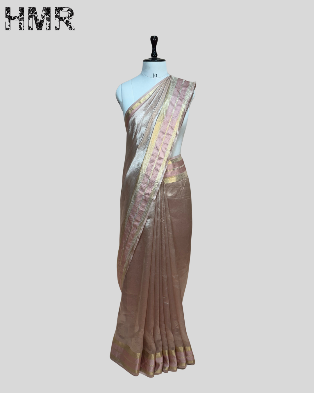 Rose Gold Pure Banarasi Tissue Silk Saree