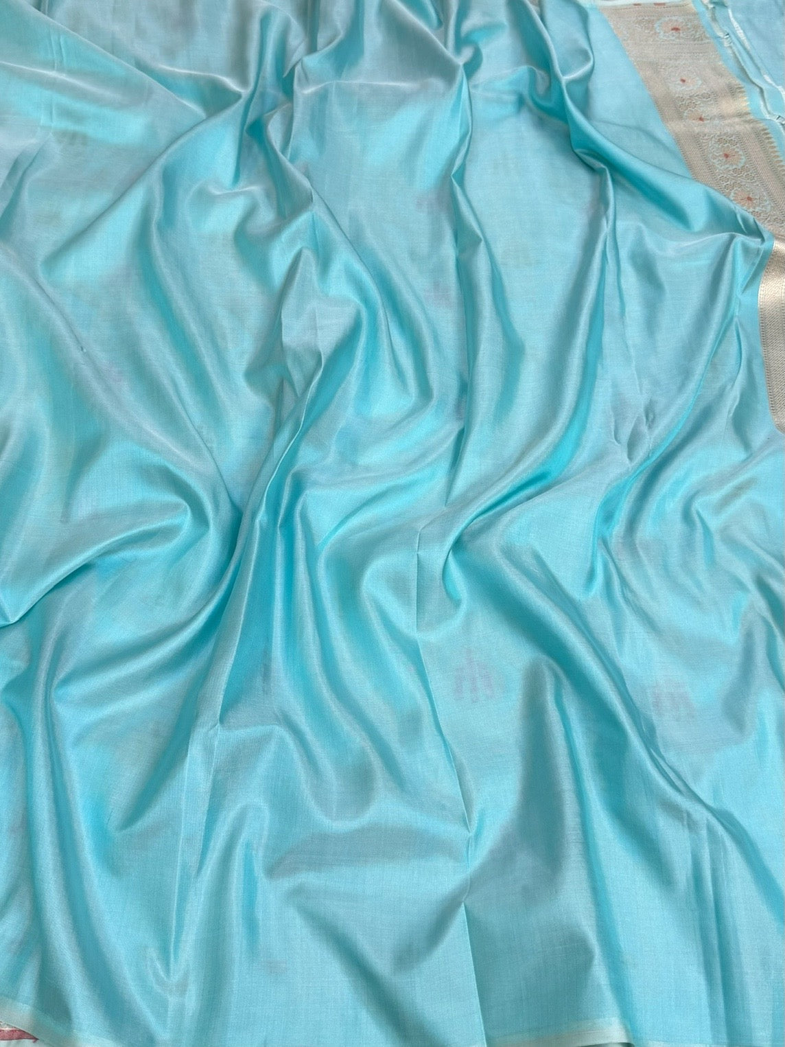 Sea Blue Banarasi Minakari Pure Katan Silk Saree