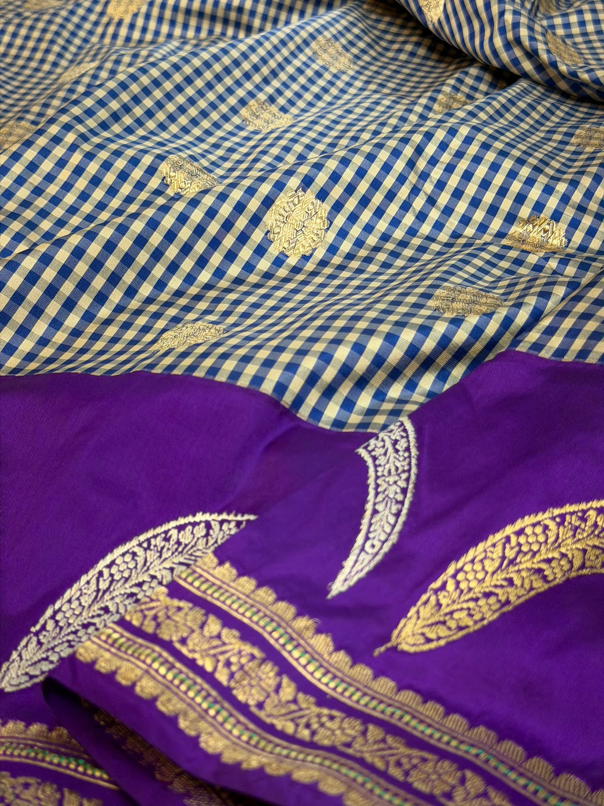 Purple handwoven Pure Banarasi Ektara Silk Saree