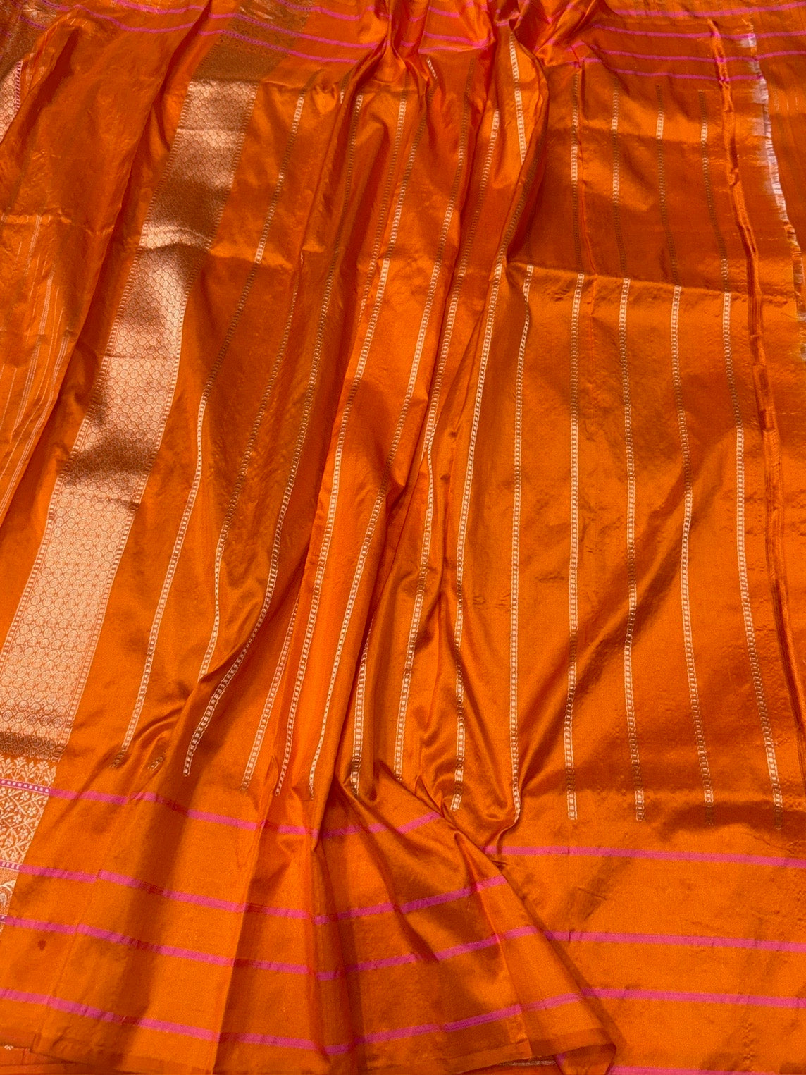 Orange Handwoven Pure Banarasi Silk Saree