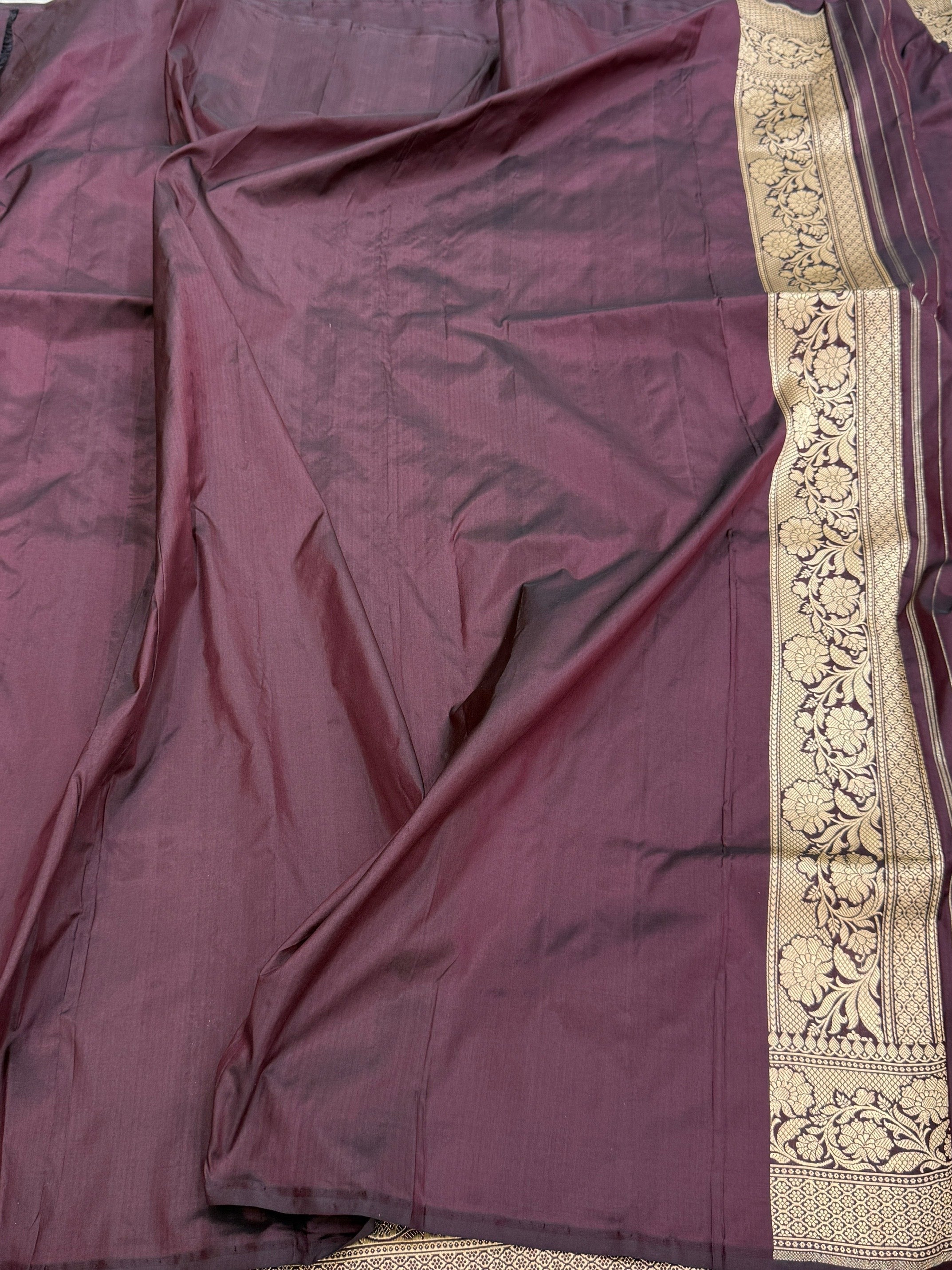 Wine Handwoven Pure Banarasi Silk Saree