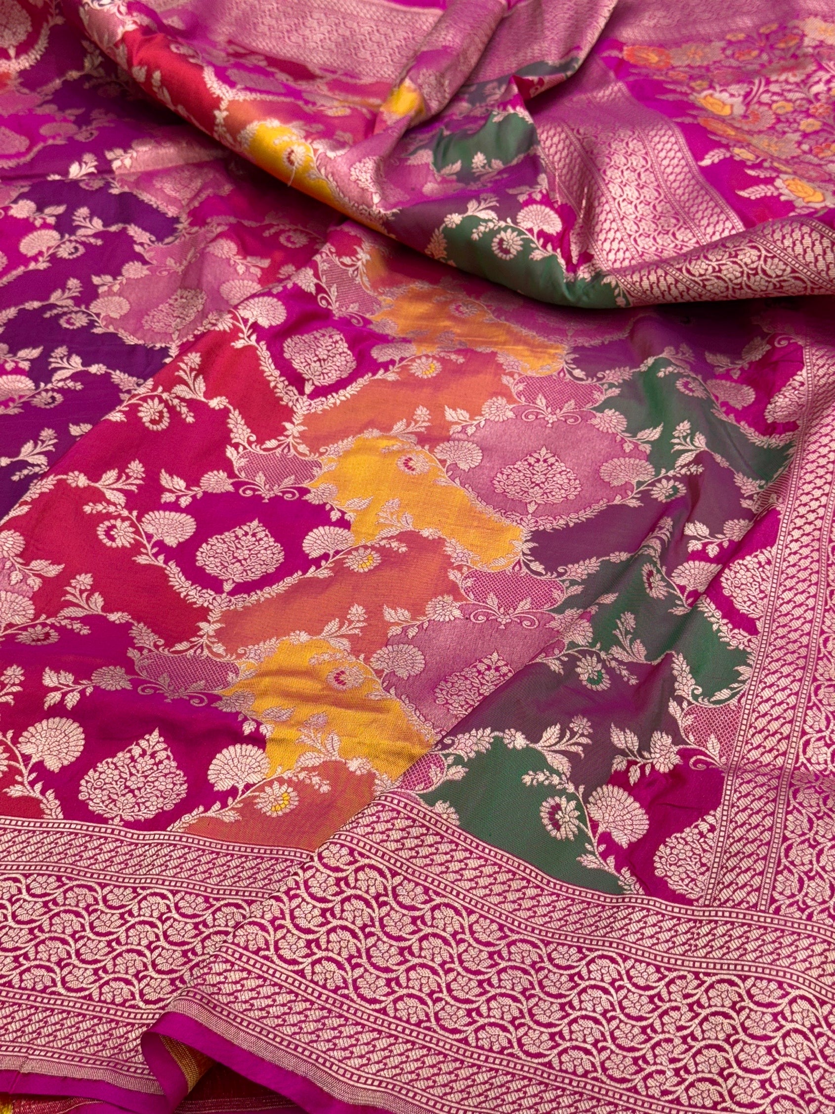 Rani Pink Rangkaat Pure Banarasi Silk Saree