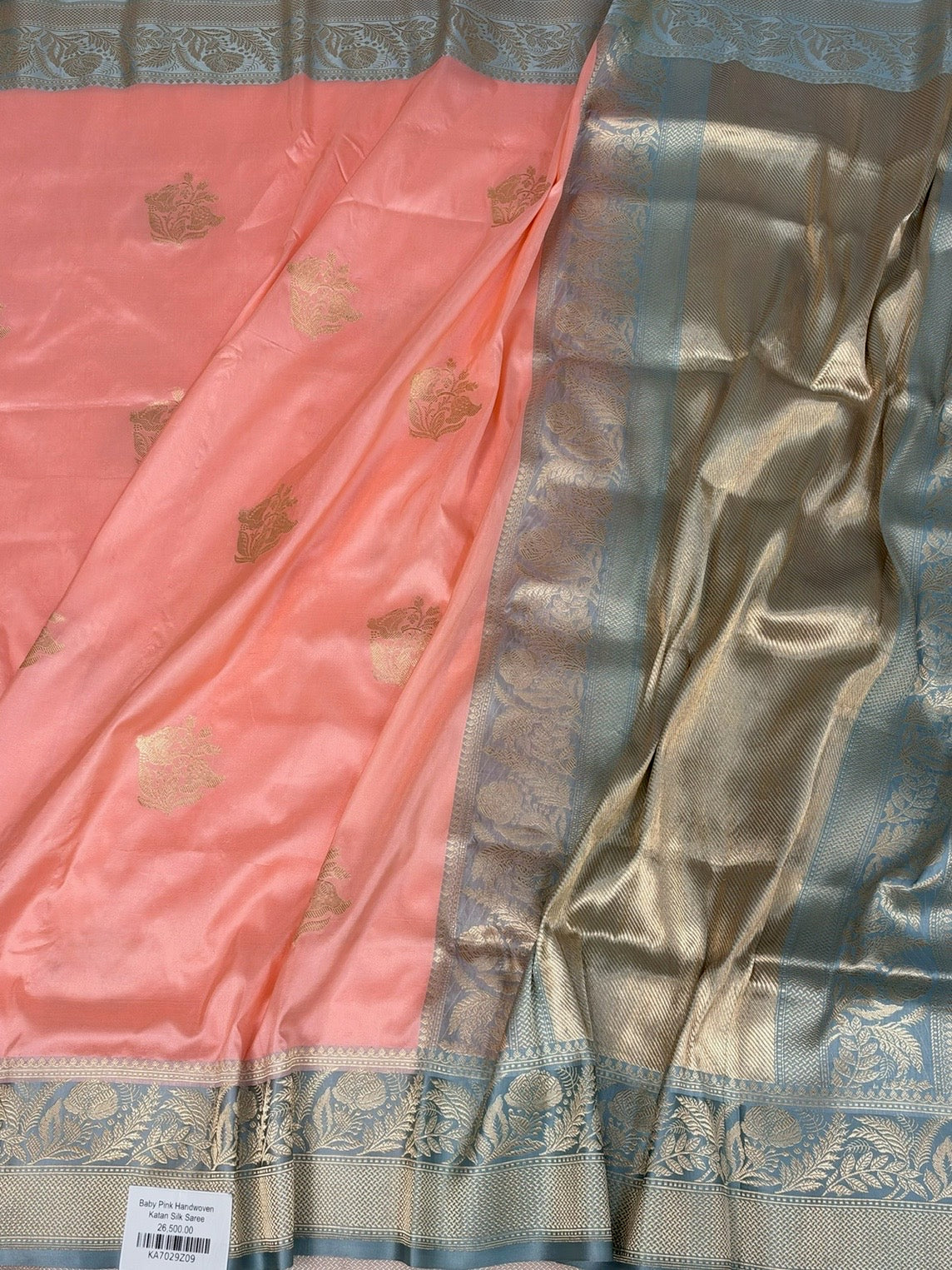 Peach Handwoven Pure Banarasi Silk Saree