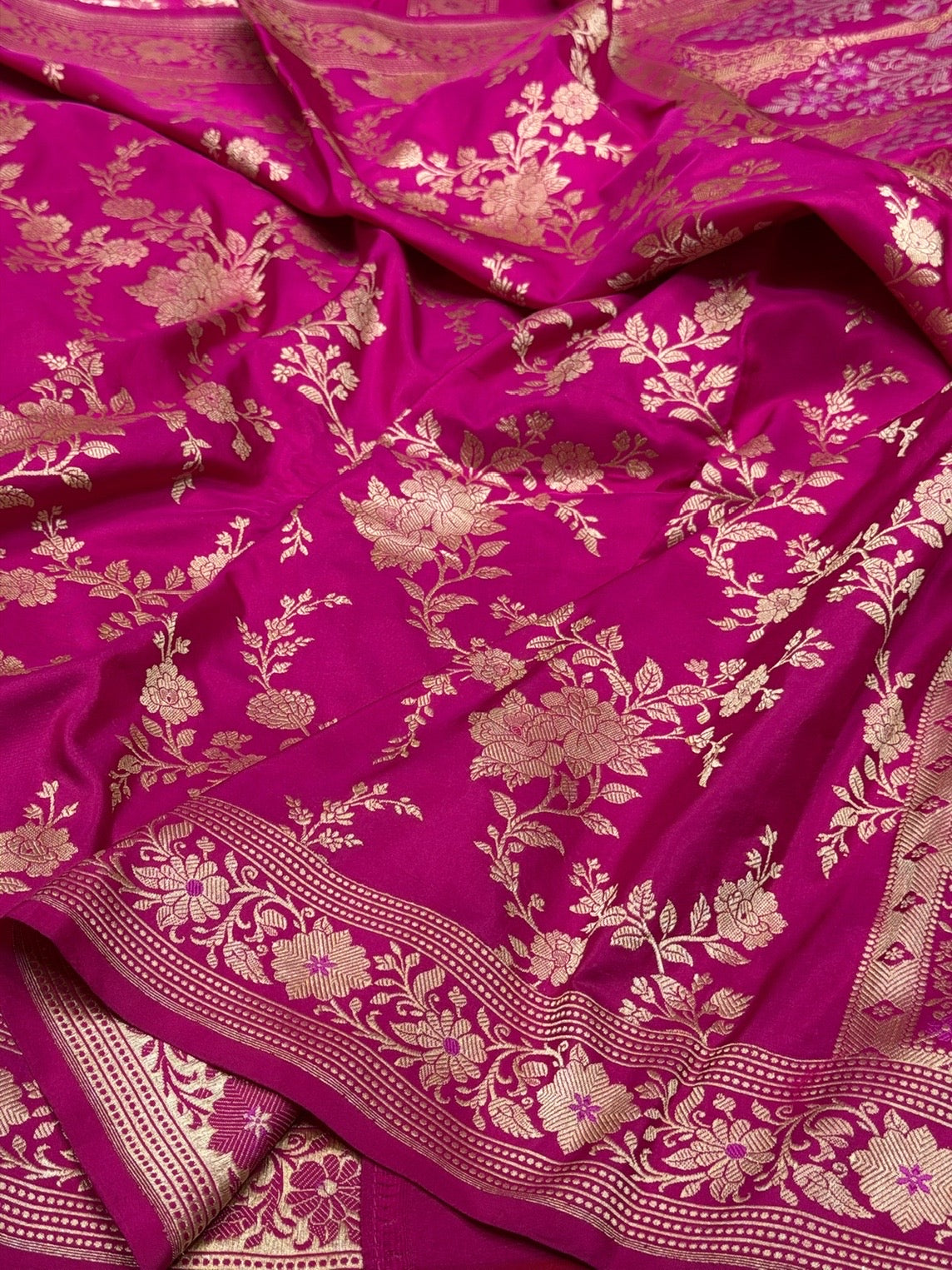 Rani Pink Handwoven Pure Banarasi Silk Saree