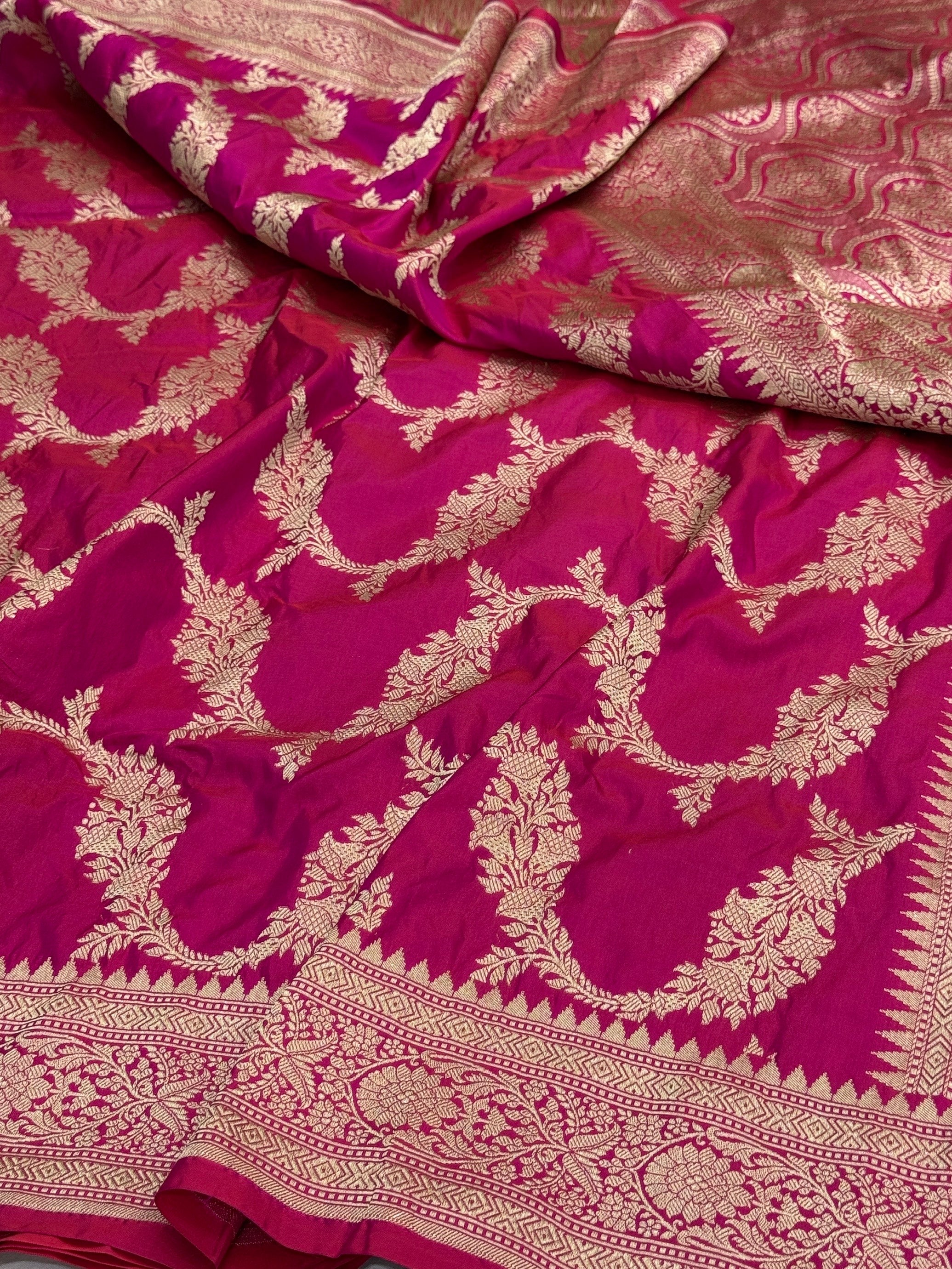 Rani Pink Banarasi Pure Katan Silk Saree