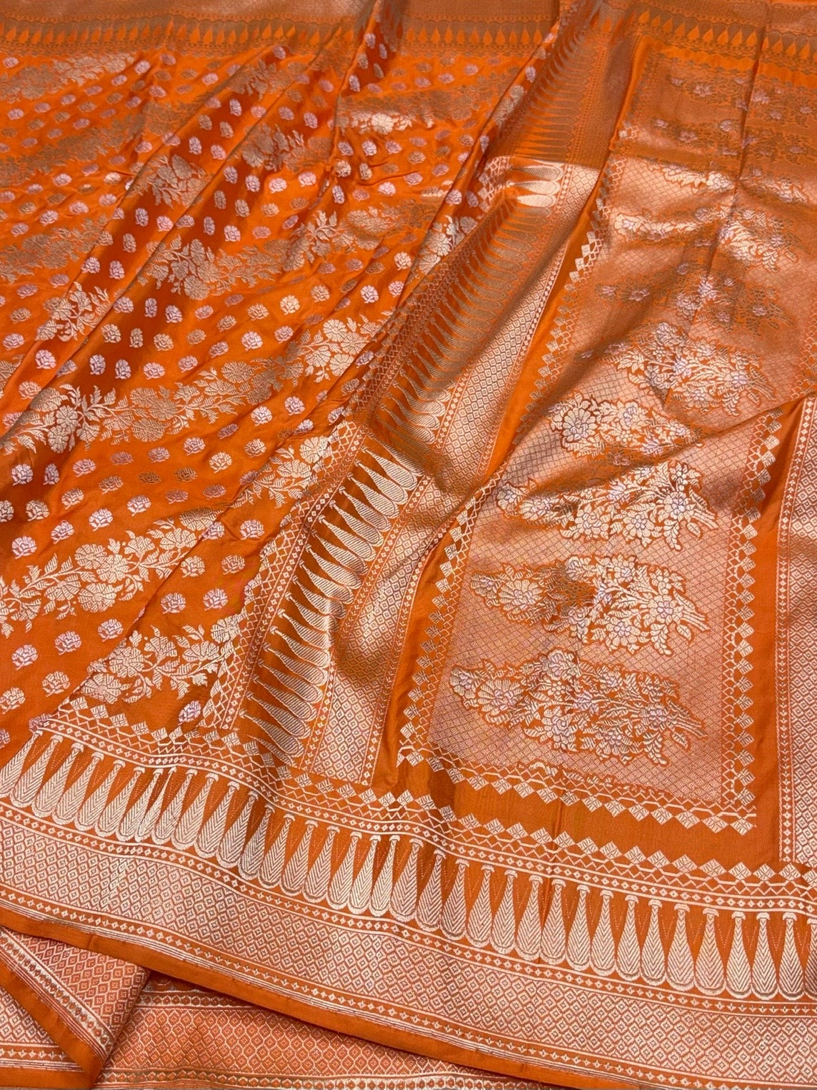 Orange Handwoven Pure Banarasi Silk Saree