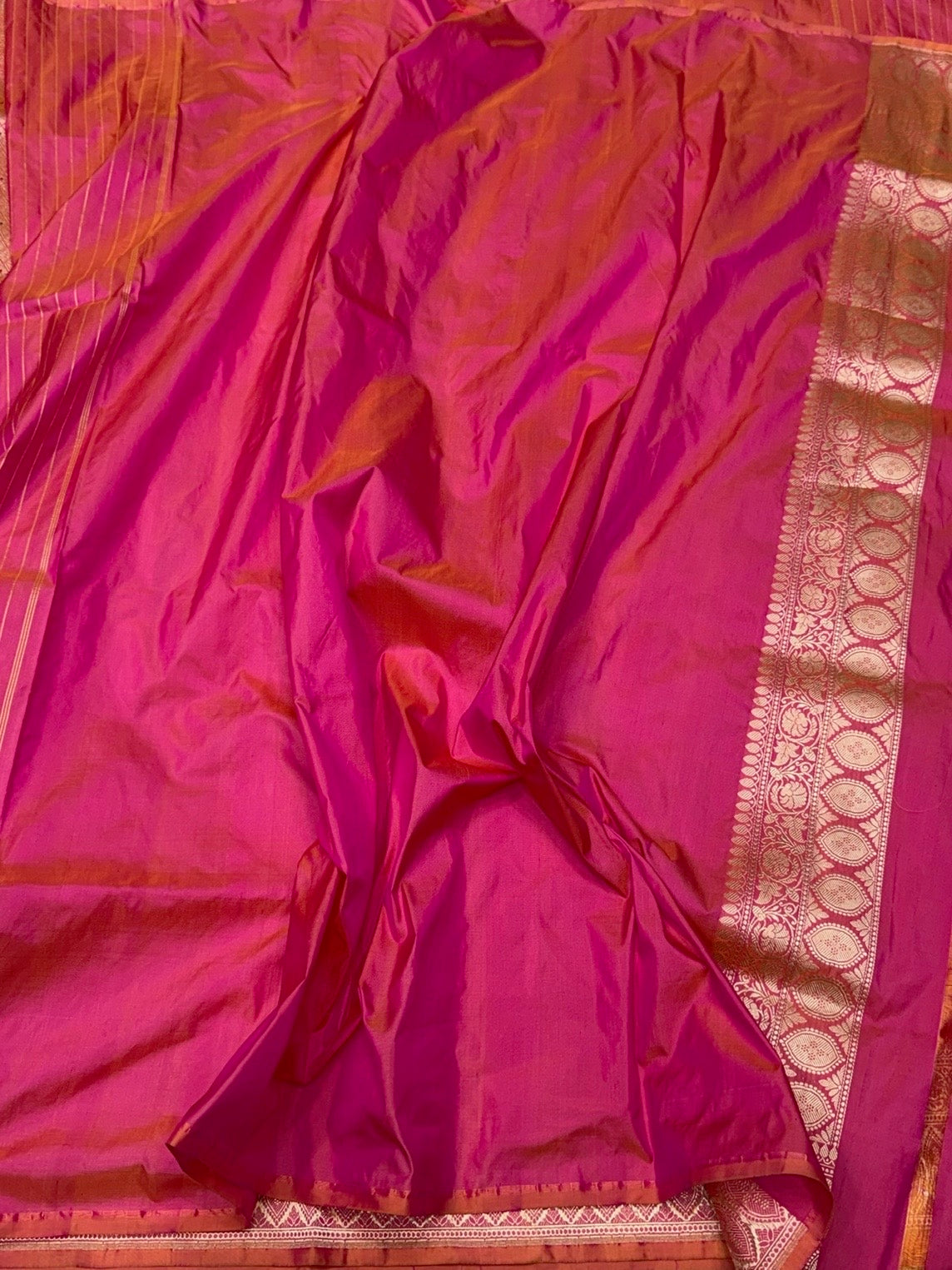 Orangish Pink Handwoven Pure Banarasi Silk Saree | Pure Katan Silk | Kadwa Weave | HMR Handlooms