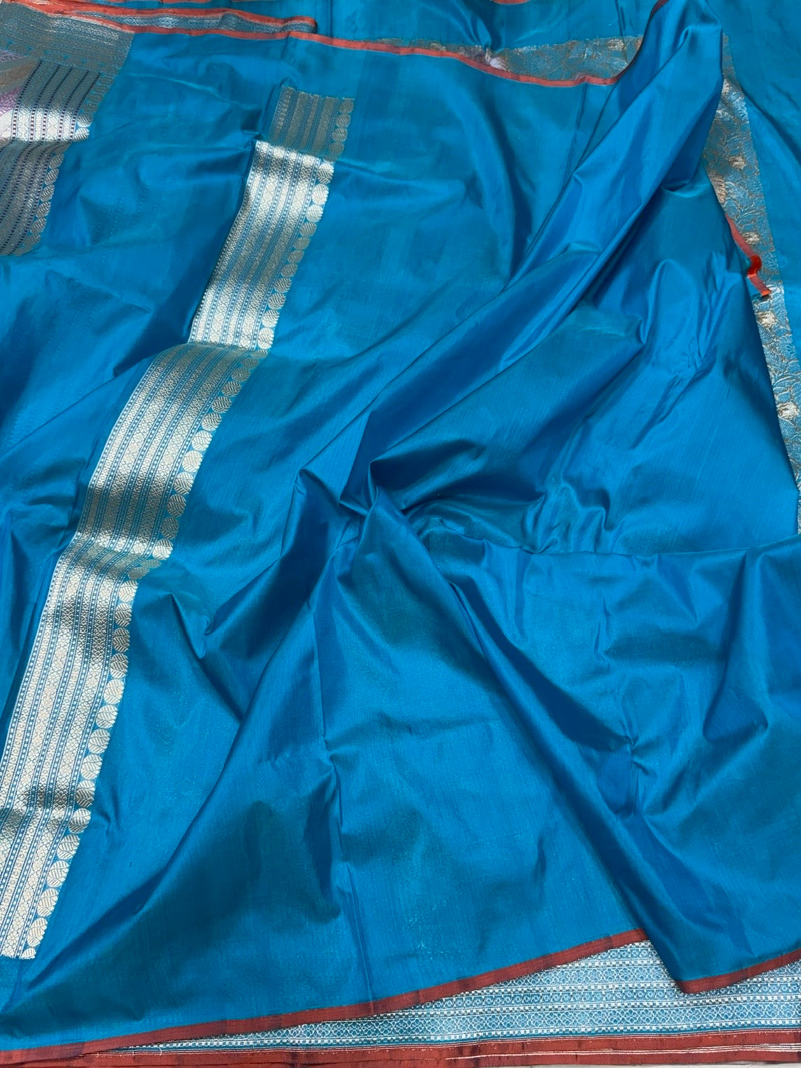 Peacock Blue Handwoven Pure Banarasi Brocade Saree