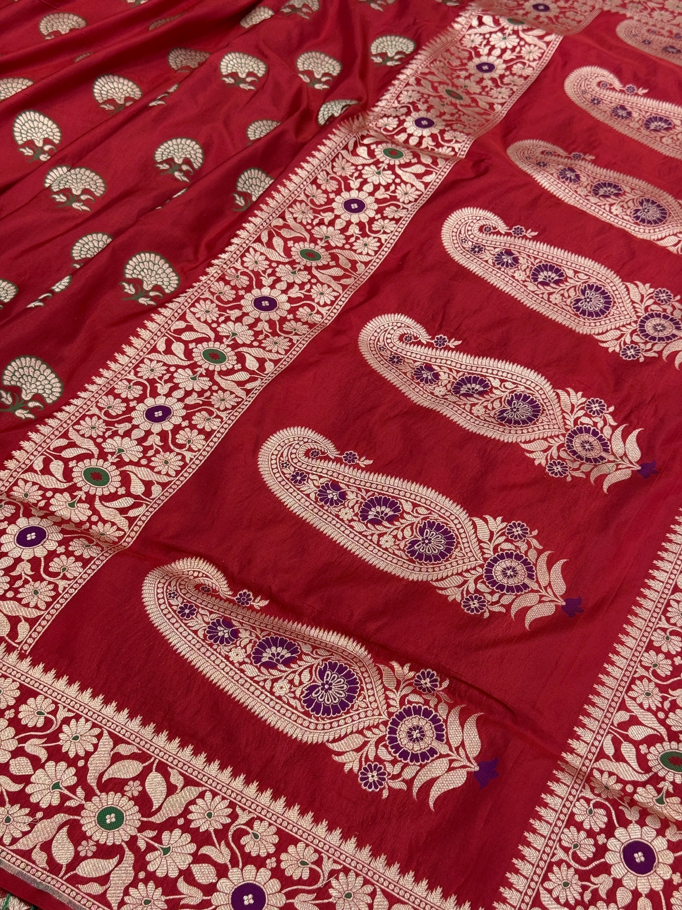 Red Banarasi Minakari Pure Silk Saree