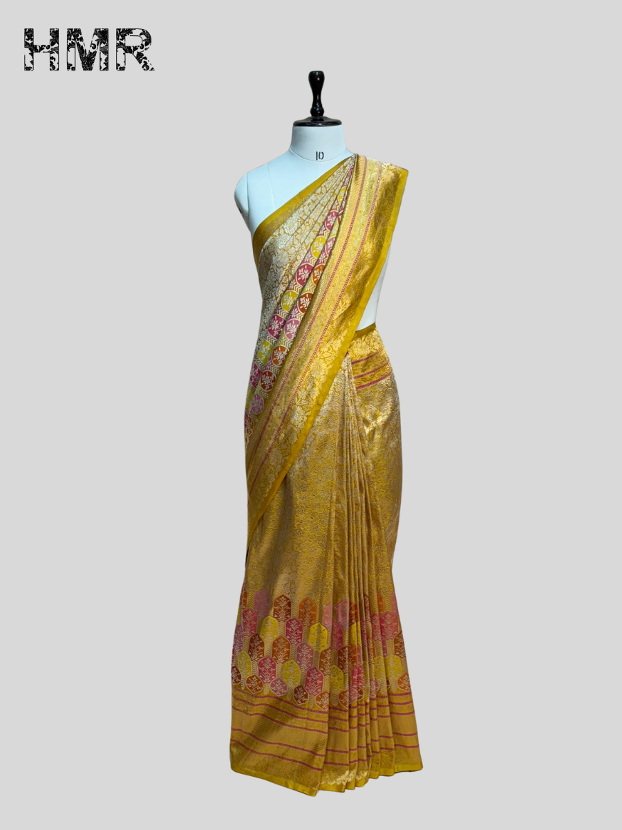 Yellow Handwoven Banarasi Pure Silk Saree
