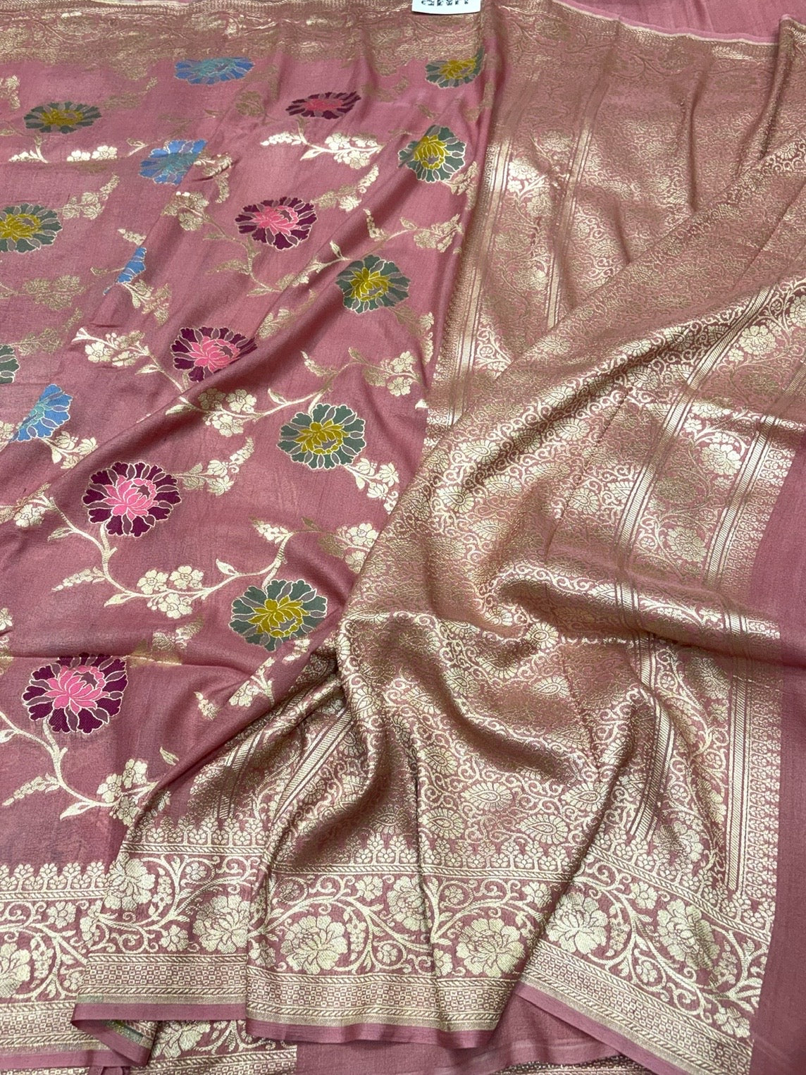 Gajiri Pink Banarasi Pure Tussar Georgette Saree