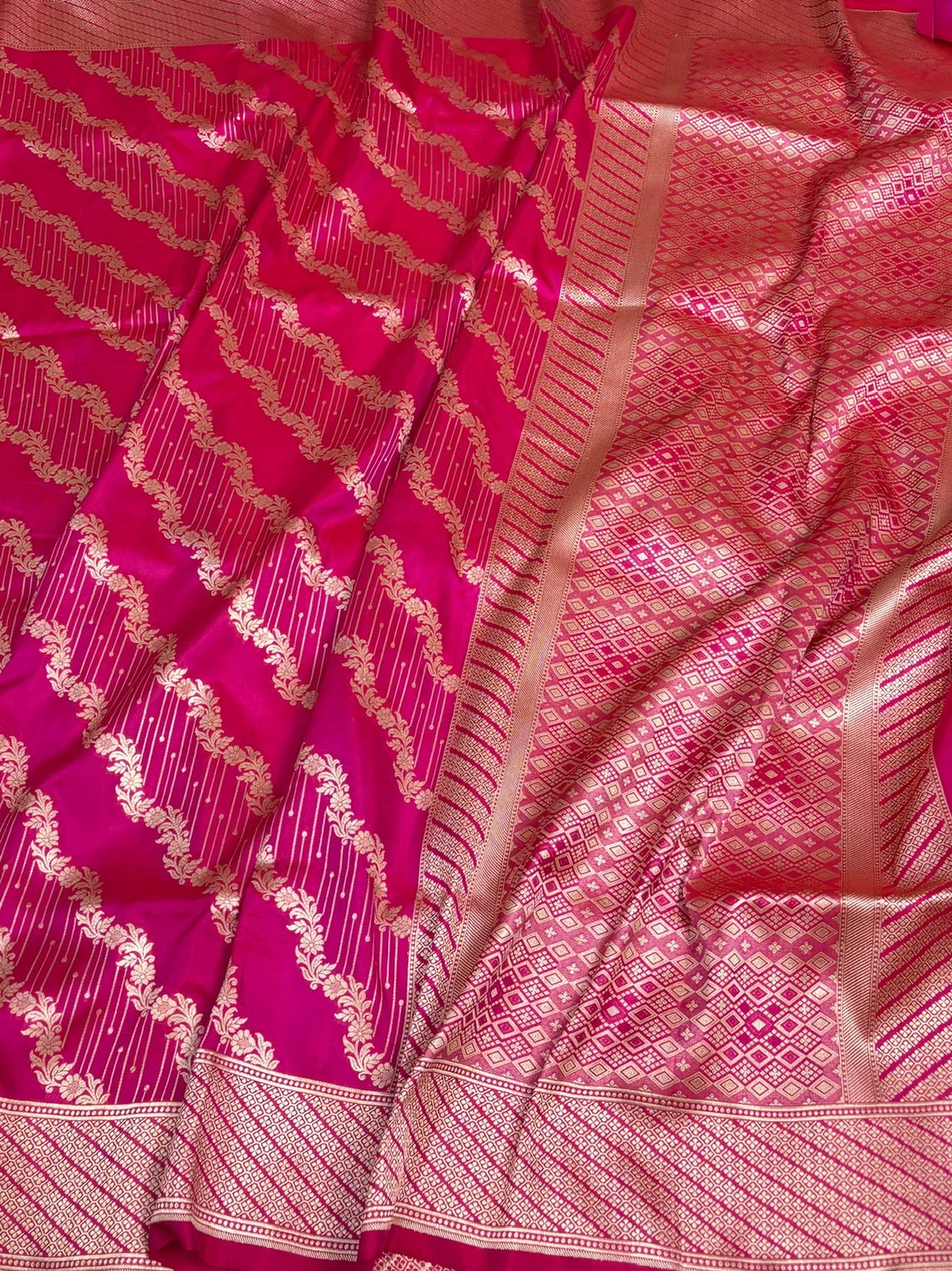 Rani Pink Banarasi Pure Katan Silk Saree