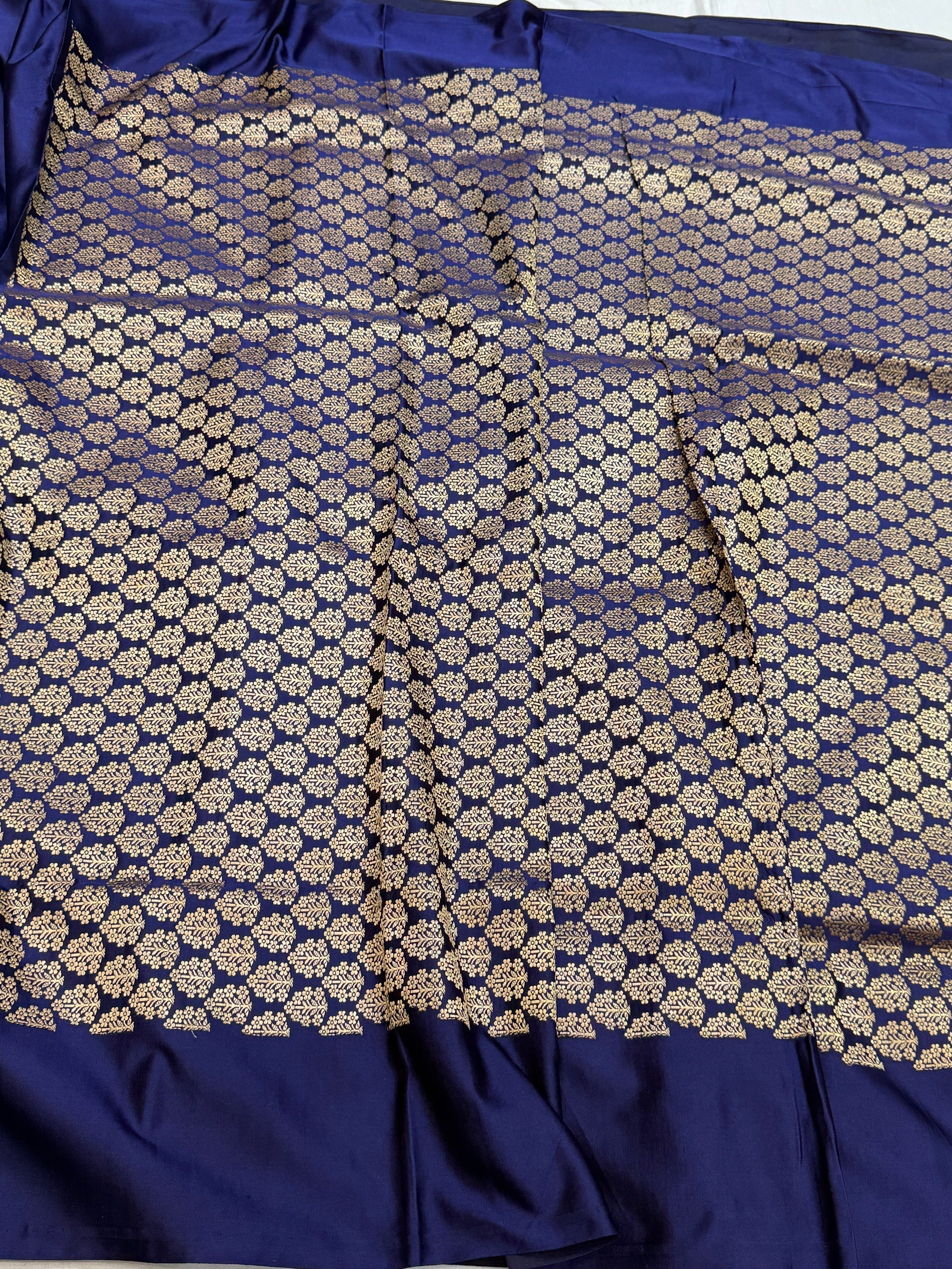 Royal Blue Handwoven Banarasi Pure Mashru Satin Silk Saree