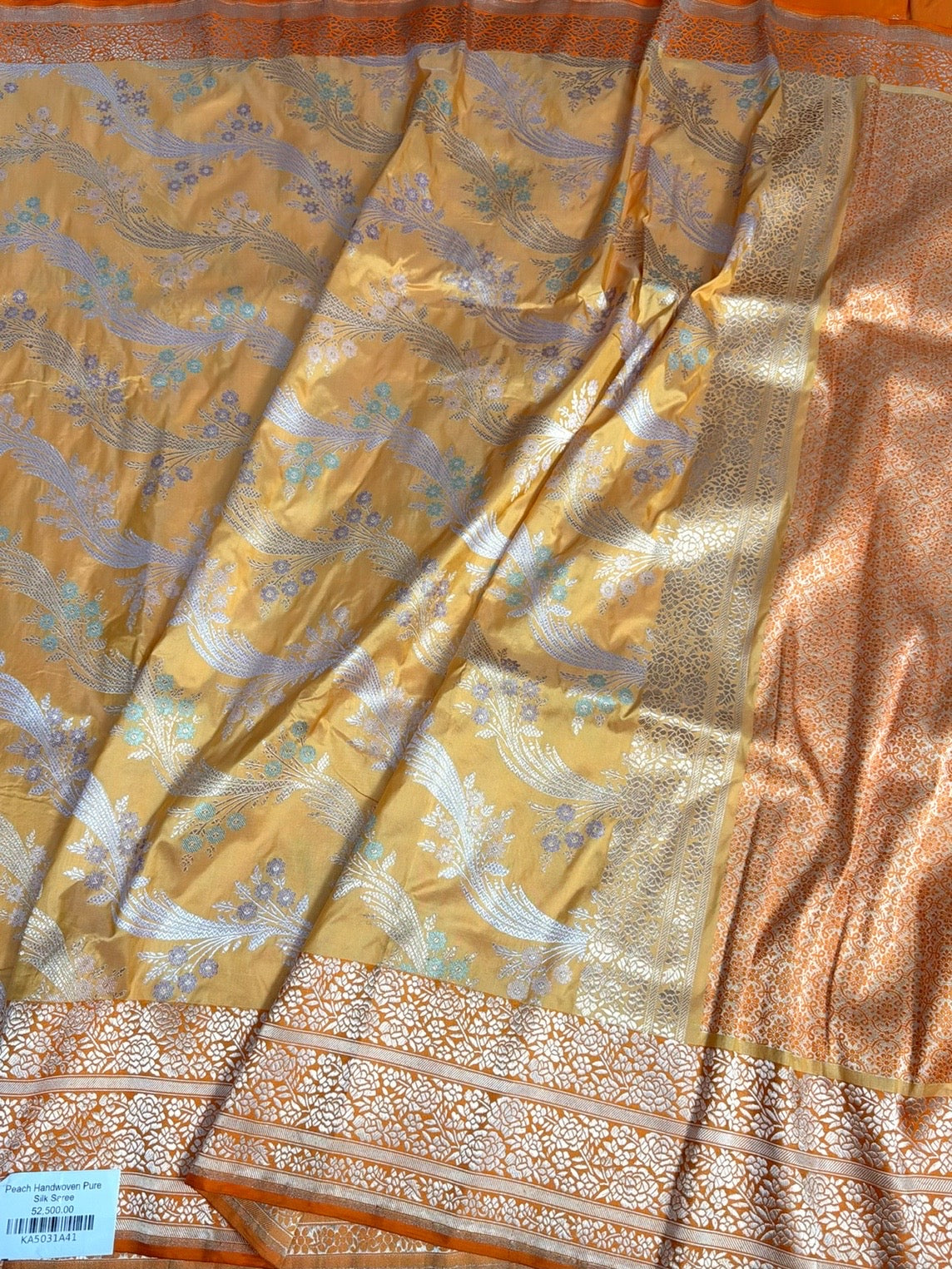 Pastel Yellow Handwoven Pure Silk Banarasi Saree