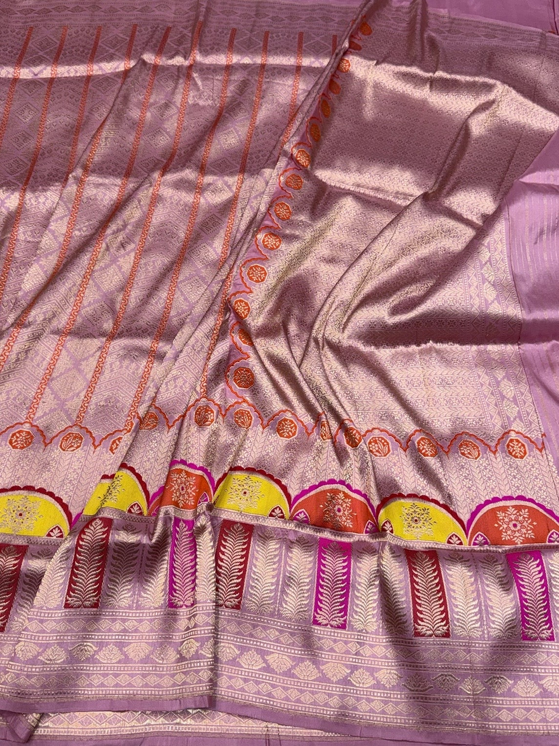 Gajiri Pink Handwoven Pure Banarasi Silk Kadwa Saree – 100% Pure Katan Mulberry Silk Brocade