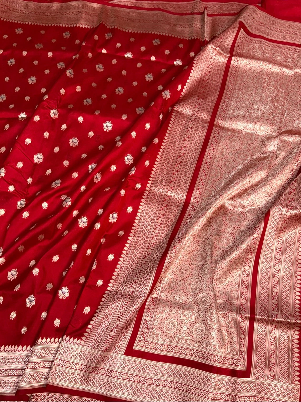 Red Banarasi Minakari Pure Katan Silk Saree