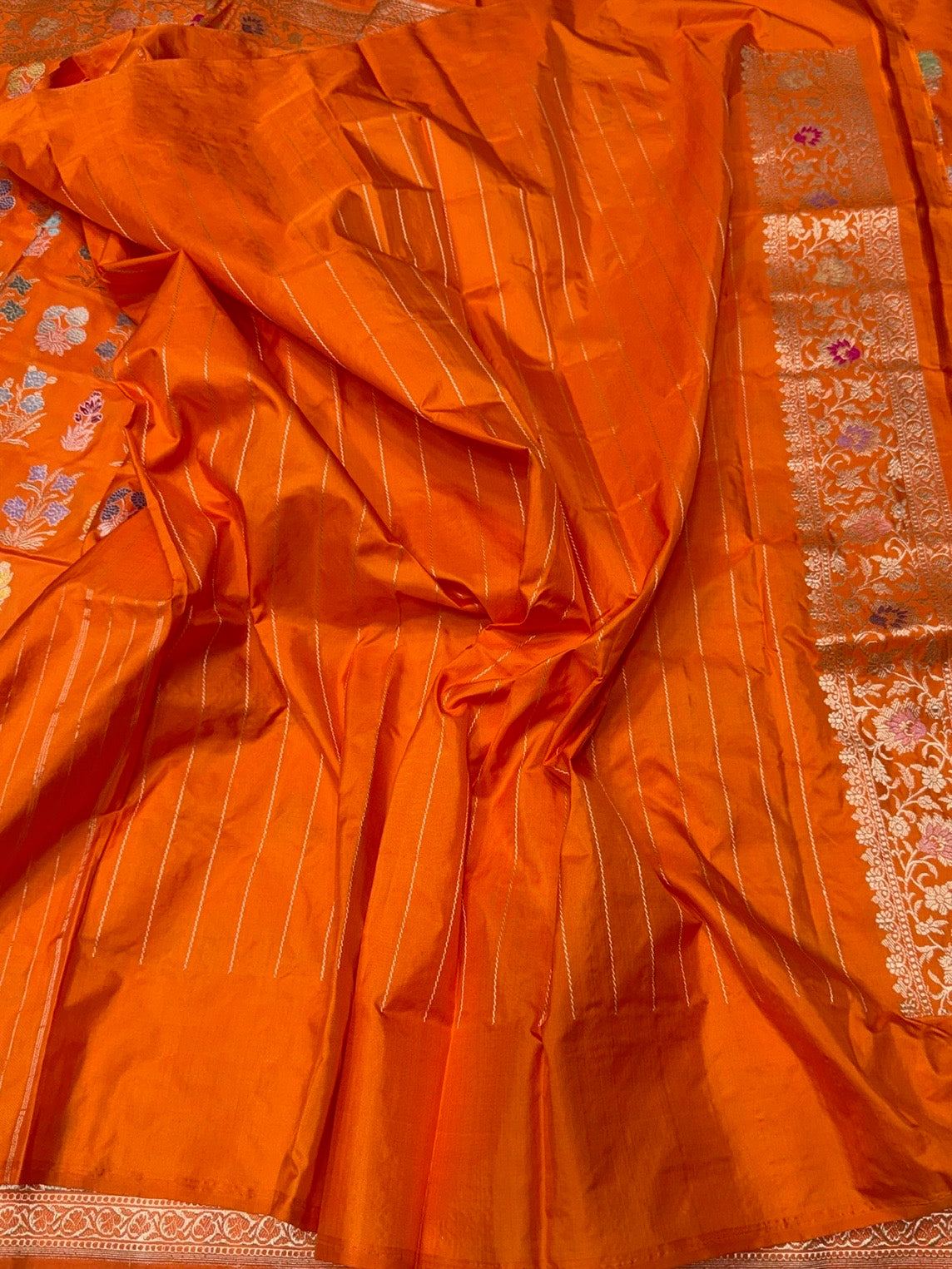 Orange Handwoven Pure Banarasi Silk Saree