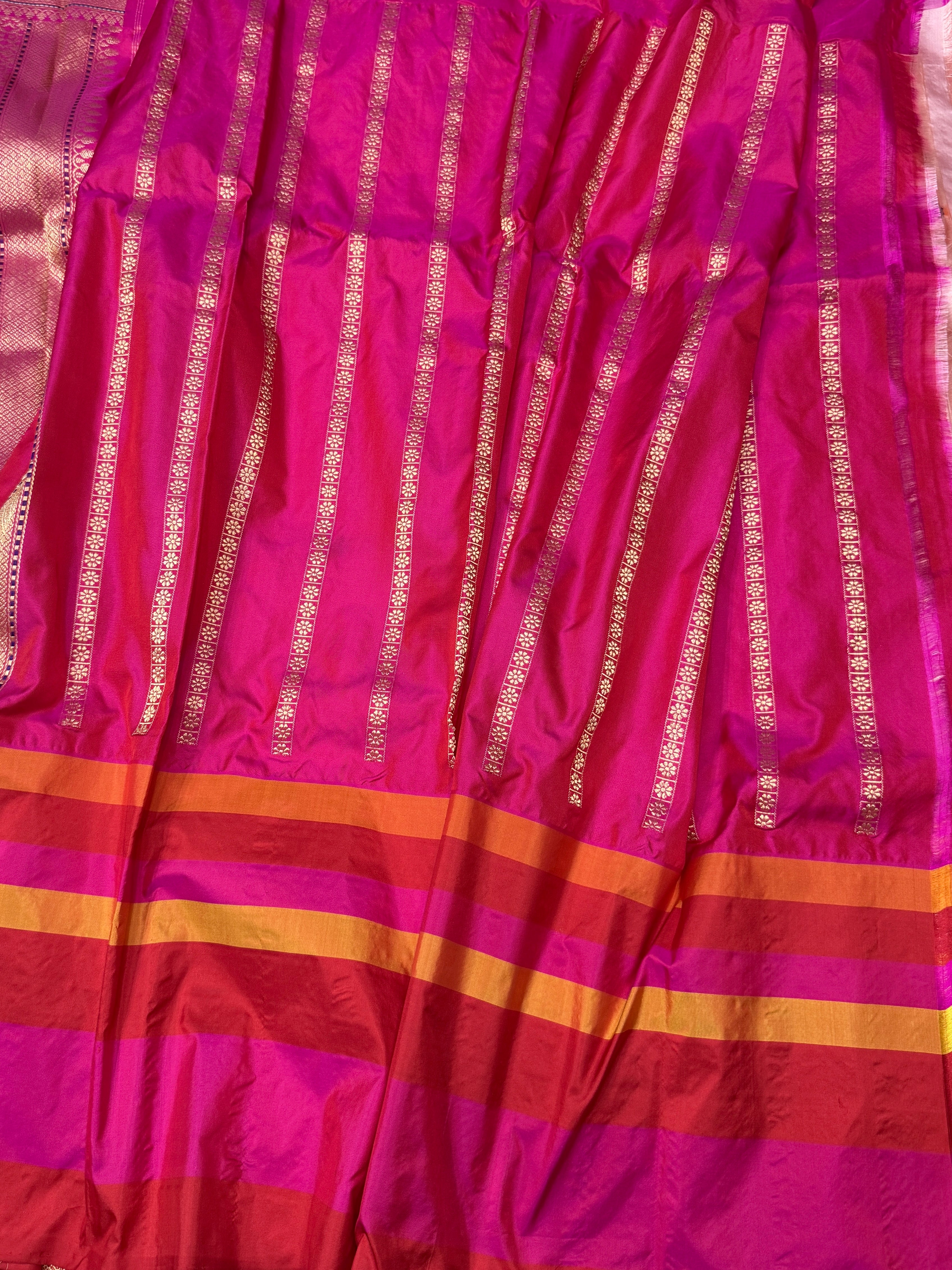 Peach Ektara Handwoven Pure Banarasi Silk Saree