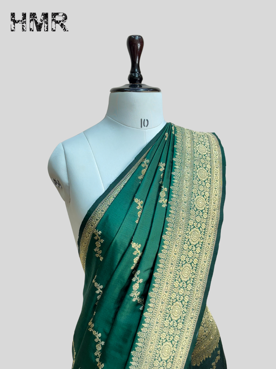 Cross Handwoven Pure Banarasi Silk Saree