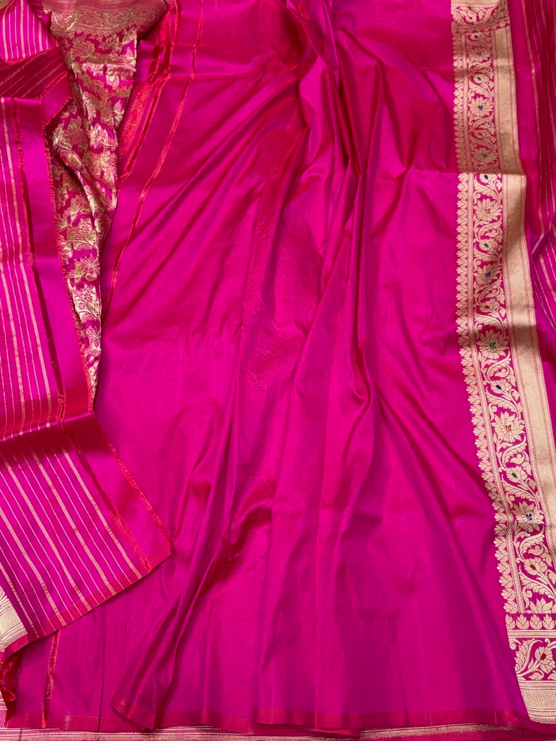 Rani Pink Handwoven Banarasi Pure Silk Saree