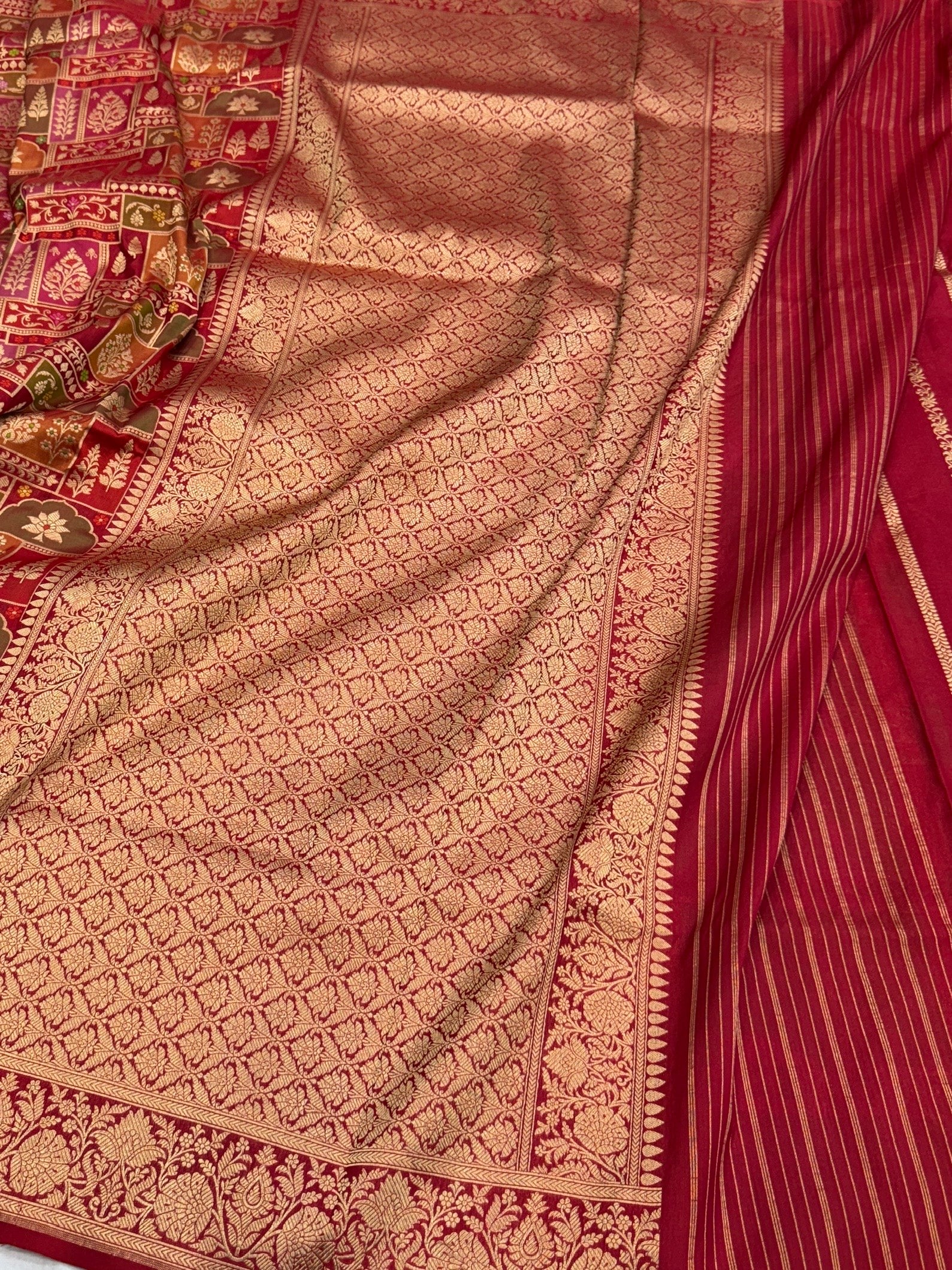 Multicolour Banarasi Pure Silk Saree – Cutwork Weave in 100% Pure Katan Silk