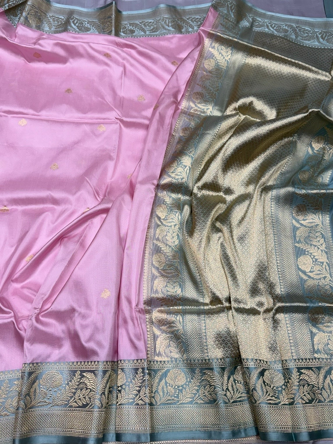 Baby Pink Handwoven Pure Banarasi Silk Saree