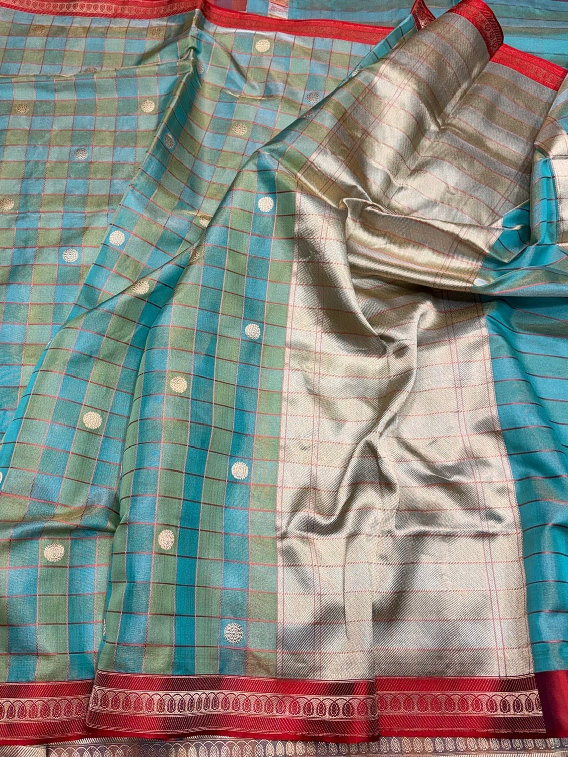 Sea Green Handwoven Pure Banarasi Ektara Tissue Saree