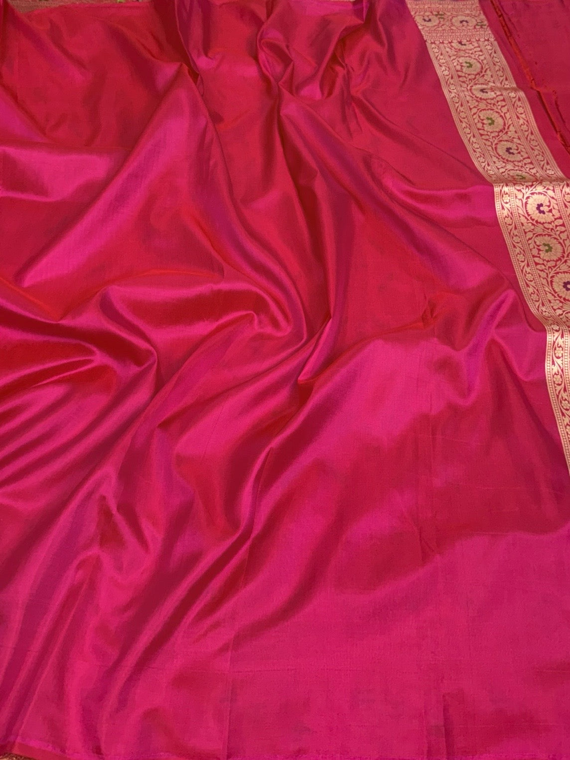 Rani Pink Pure Banarasi Katan Silk Saree