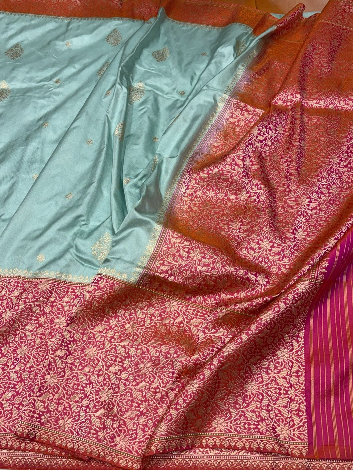 Sky Blue Handwoven Pure Banarasi Ektara Silk Saree