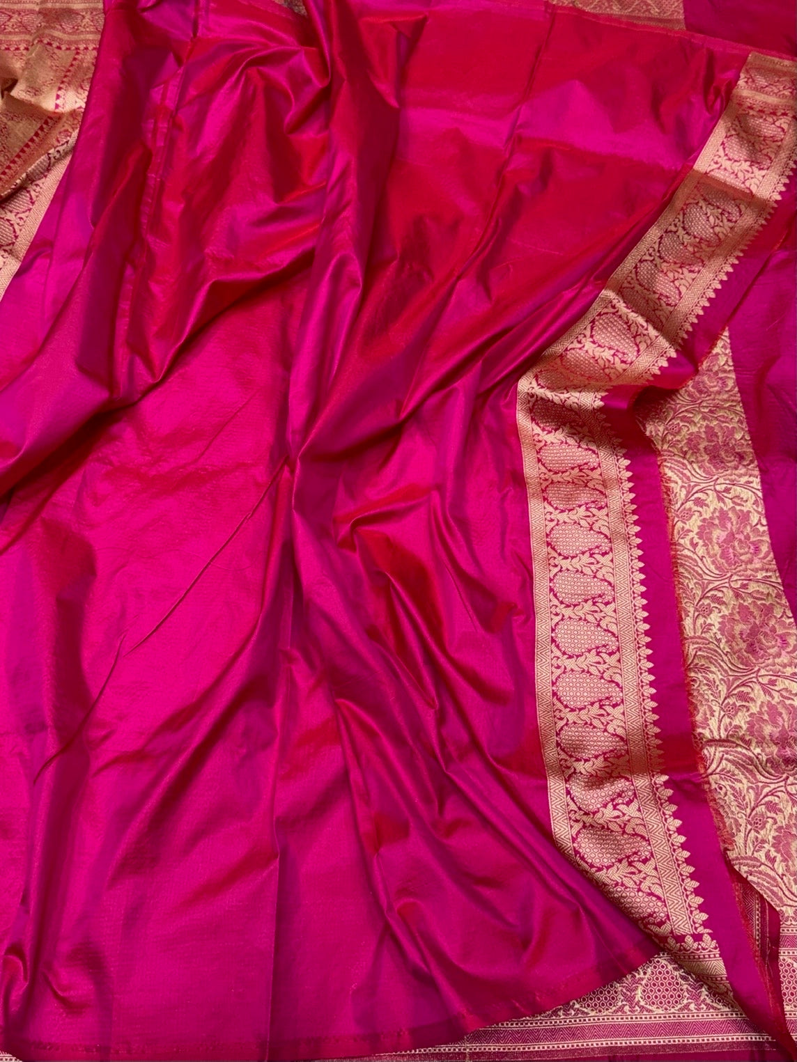 Rani Pink Banarasi Minakari Pure Silk Brocade Saree – Katan Silk with Intricate Minakari & Rich Brocade Weave
