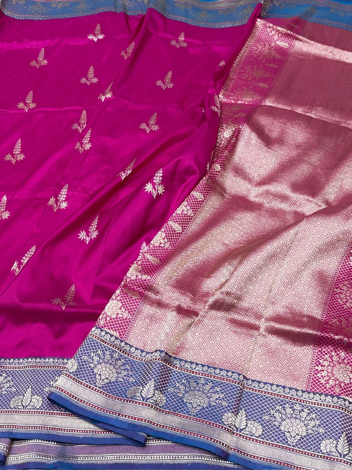 Rani Pink Handwoven Pure Banarasi Silk Saree