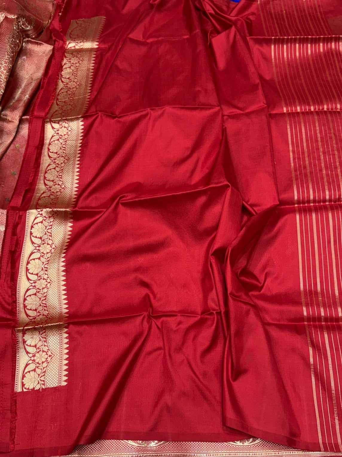 Red Handwoven Pure Banarasi Brocade Saree in 100% Katan Silk
