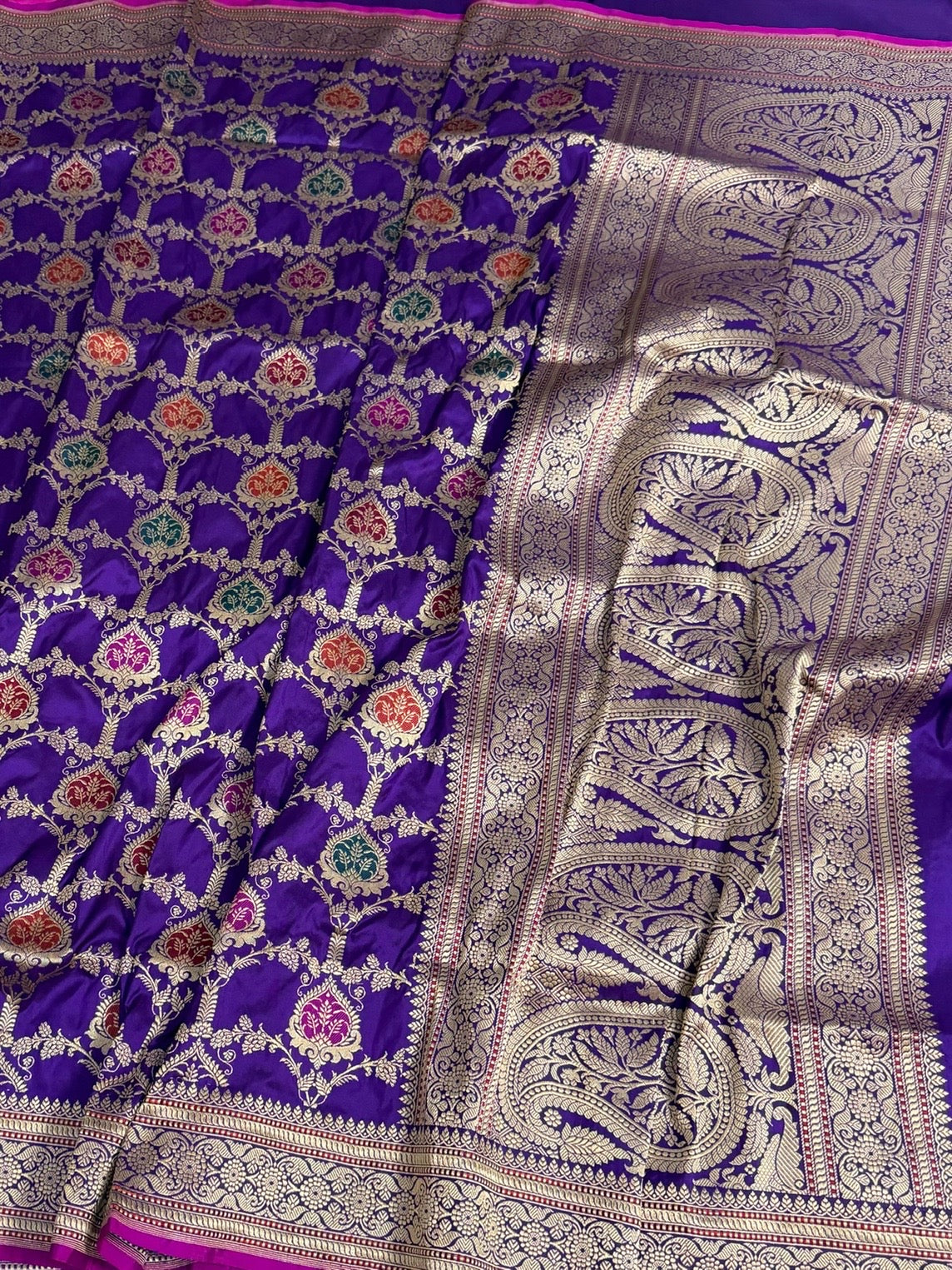 Purple Handwoven Pure Banarasi Silk Saree