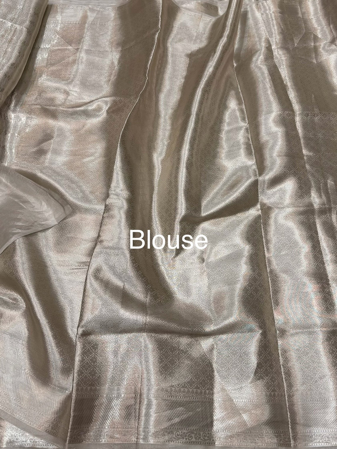 Champagne Silver Banarasi Pure Tissue Brocade Silk Saree – Festive & Wedding Saree